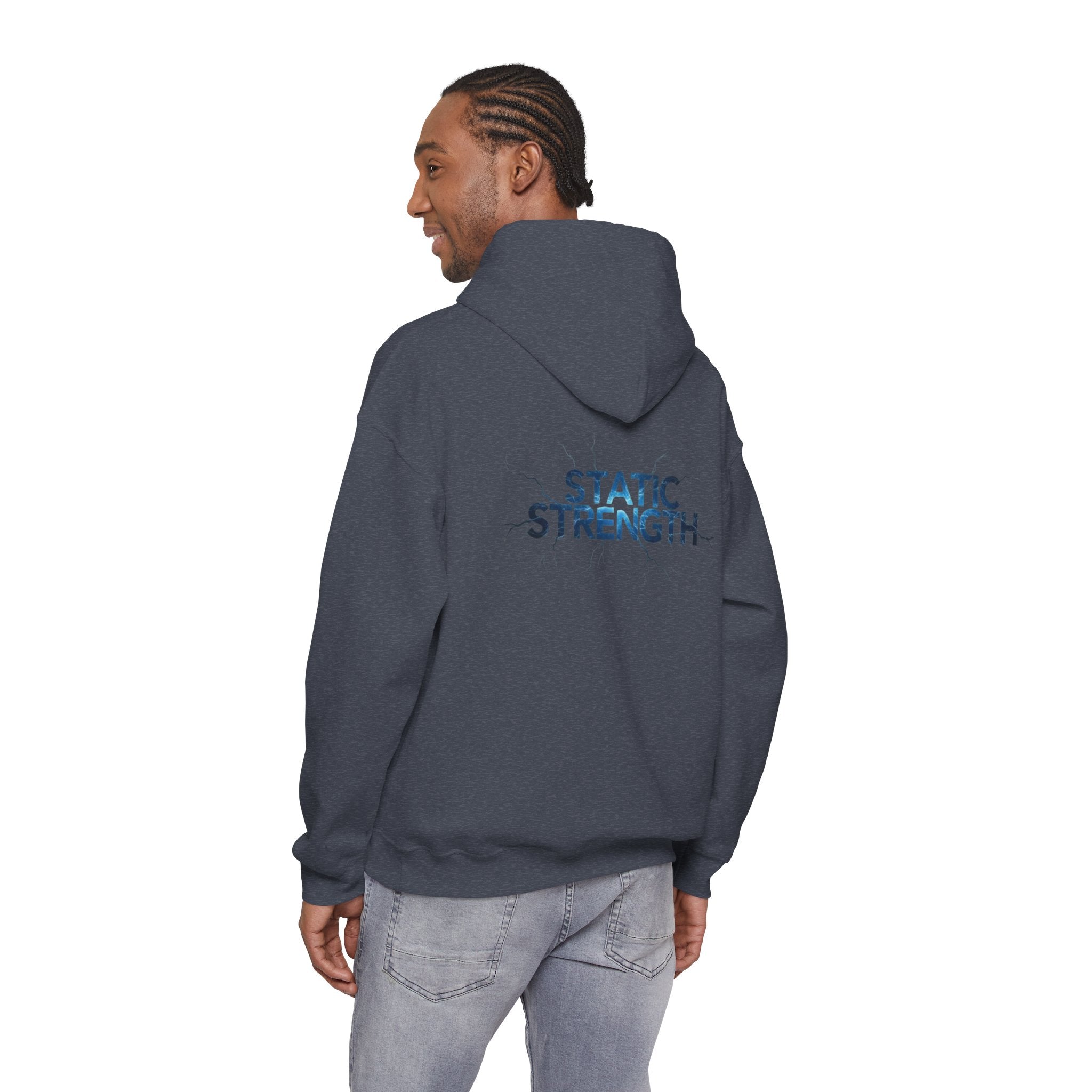 “Static Strength” Hoodie Sweatshirt- Sleeve Print Affirmation