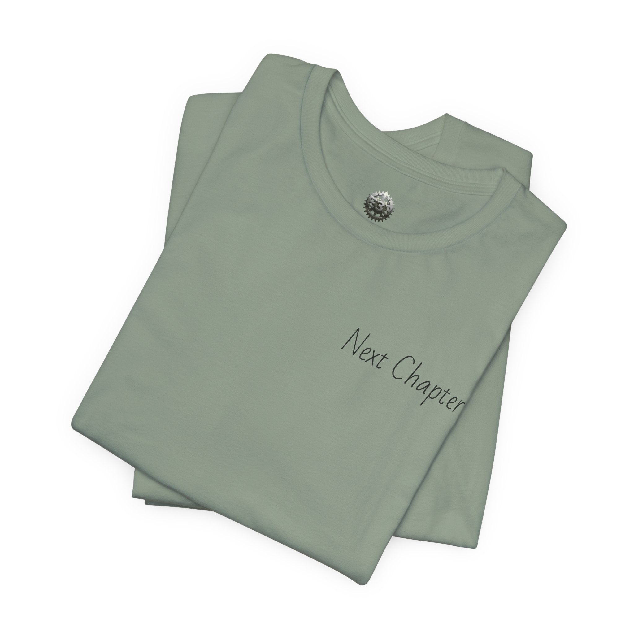 Next Chapter affirmation tee | Graphic open book back, inspirational sleeve text