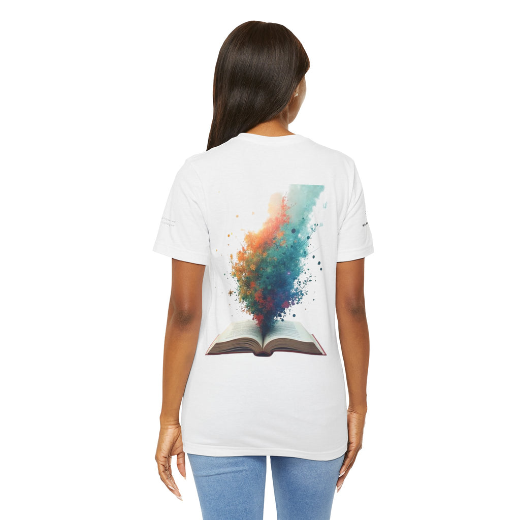 Next Chapter affirmation tee | Graphic open book back, inspirational sleeve text