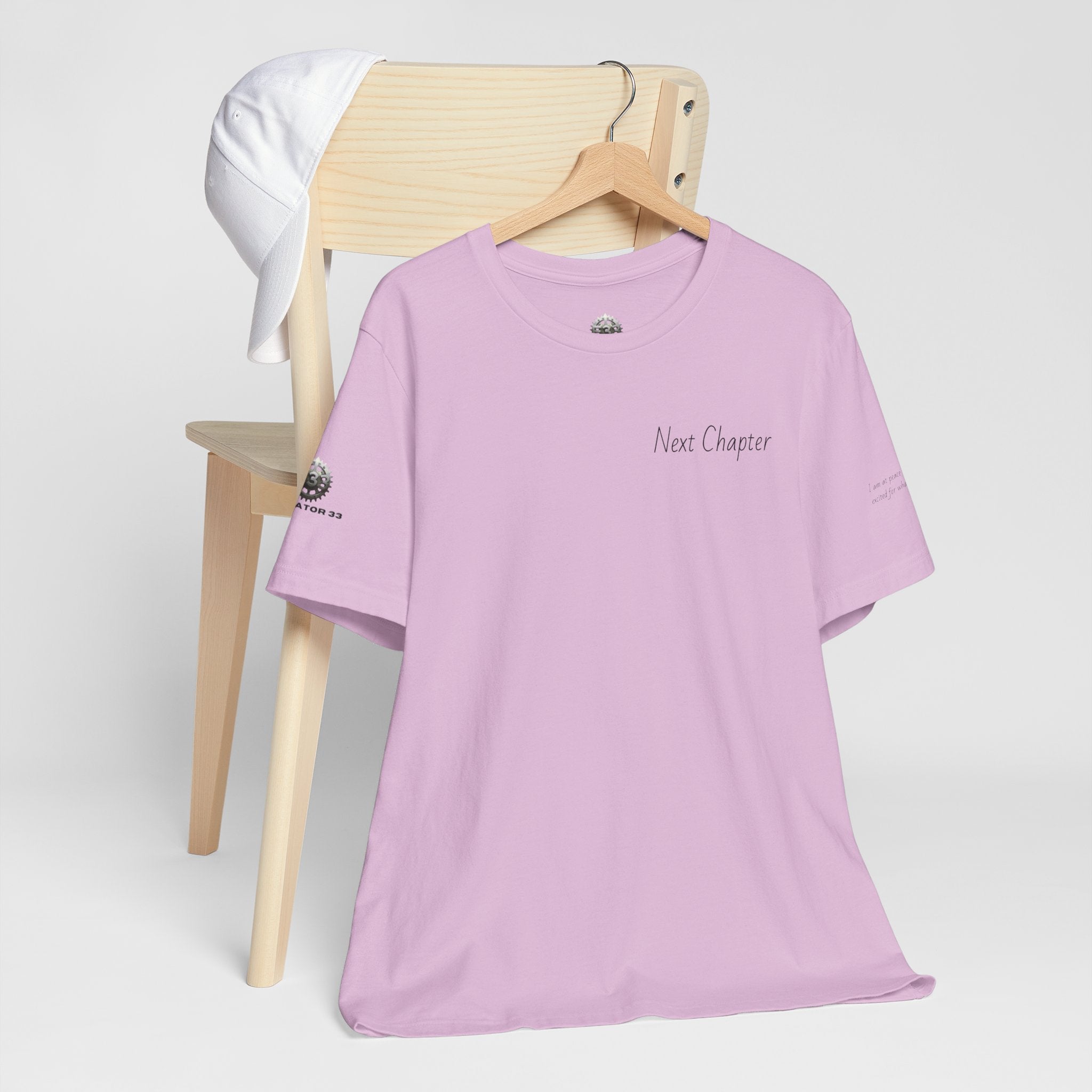 Next Chapter affirmation tee | Graphic open book back, inspirational sleeve text
