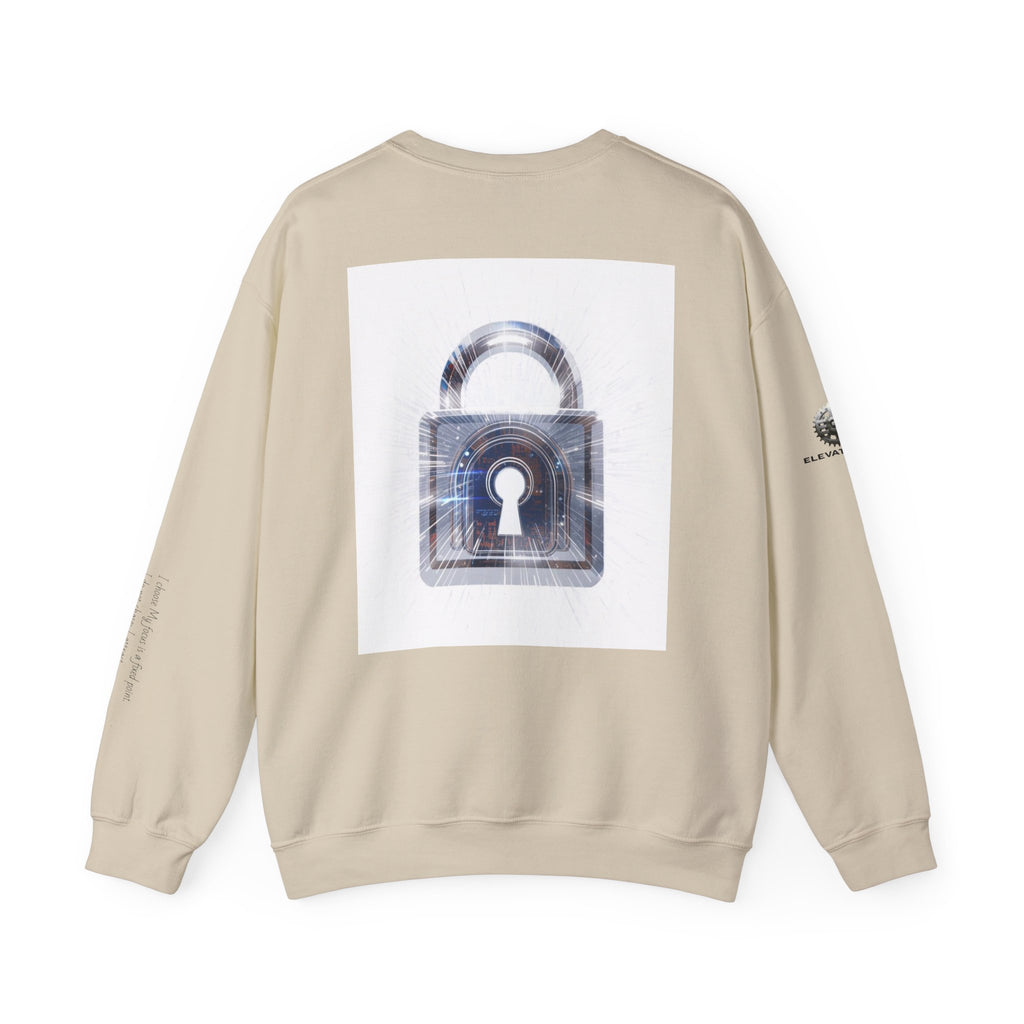 “Source Lock” Crewneck Sweatshirt- Sleeve Print Affirmation