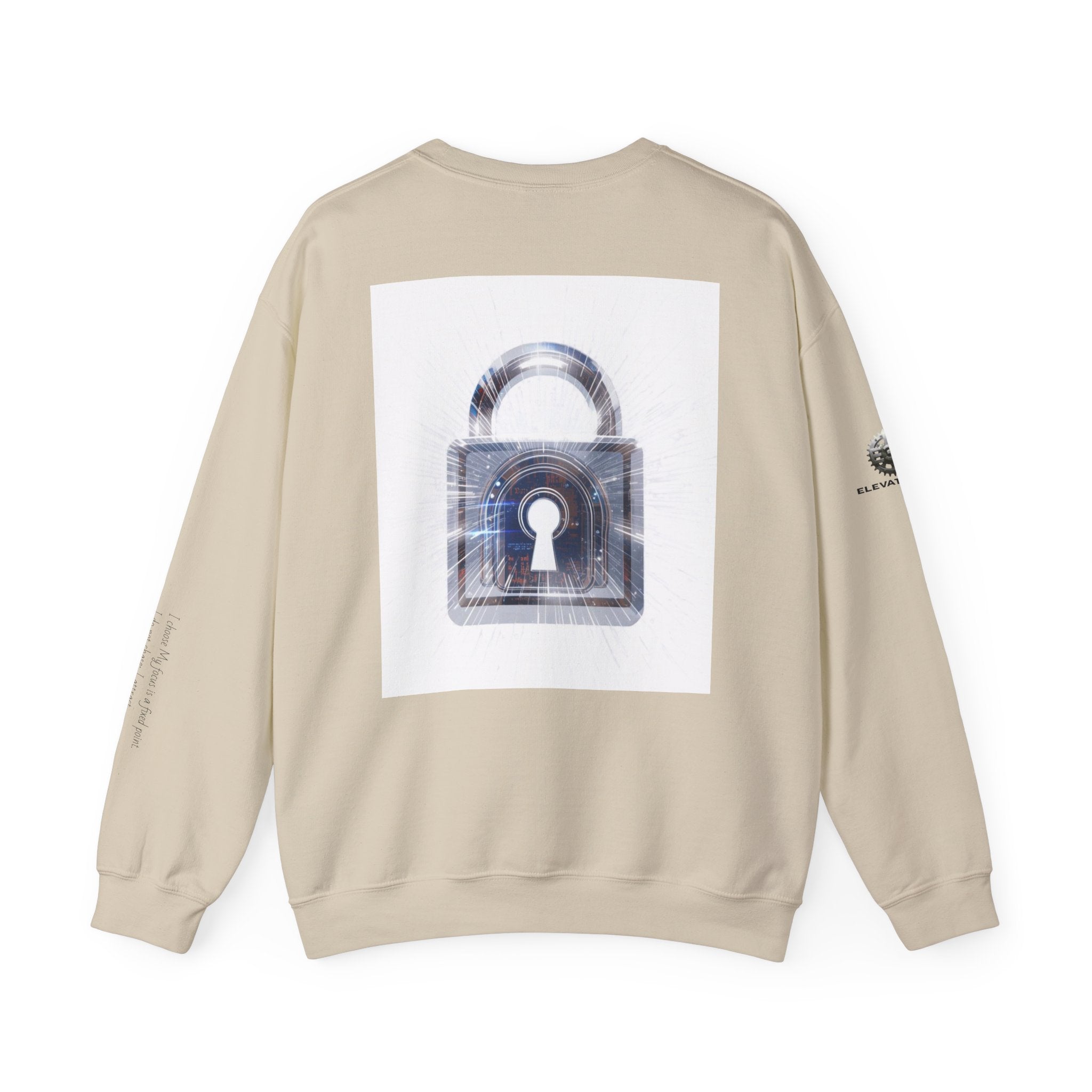 “Source Lock” Crewneck Sweatshirt- Sleeve Print Affirmation