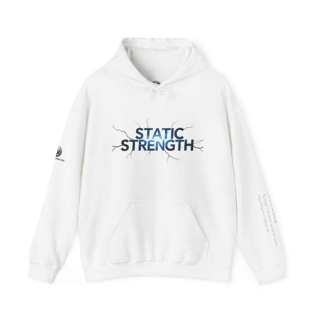 “Static Strength” Hoodie Sweatshirt- Sleeve Print Affirmation