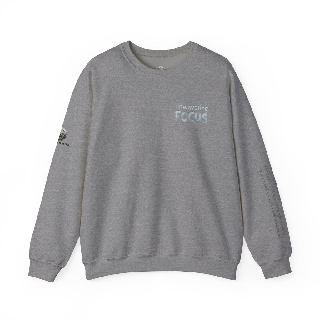 “Unwavering Focus” Crewneck Sweatshirt- Sleeve Print Affirmation