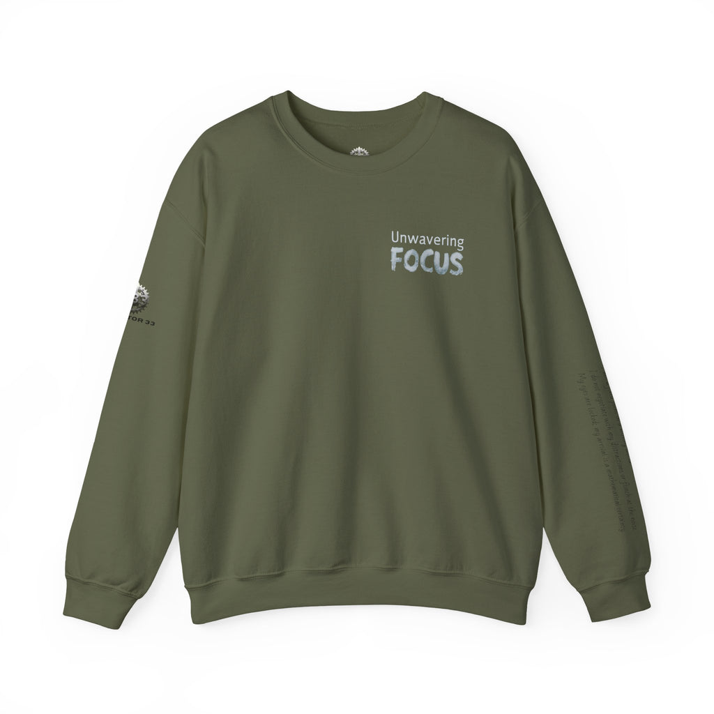 “Unwavering Focus” Crewneck Sweatshirt- Sleeve Print Affirmation