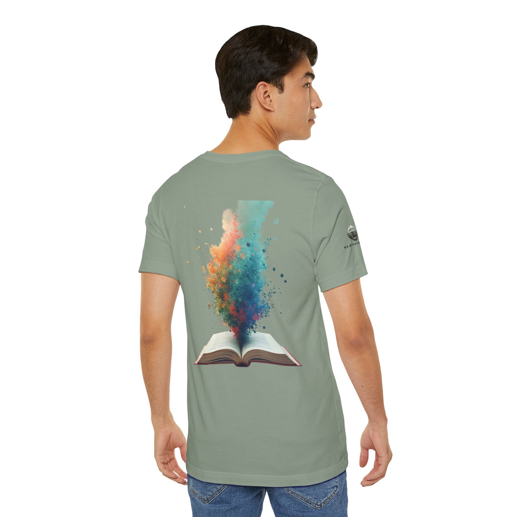 Next Chapter affirmation tee | Graphic open book back, inspirational sleeve text
