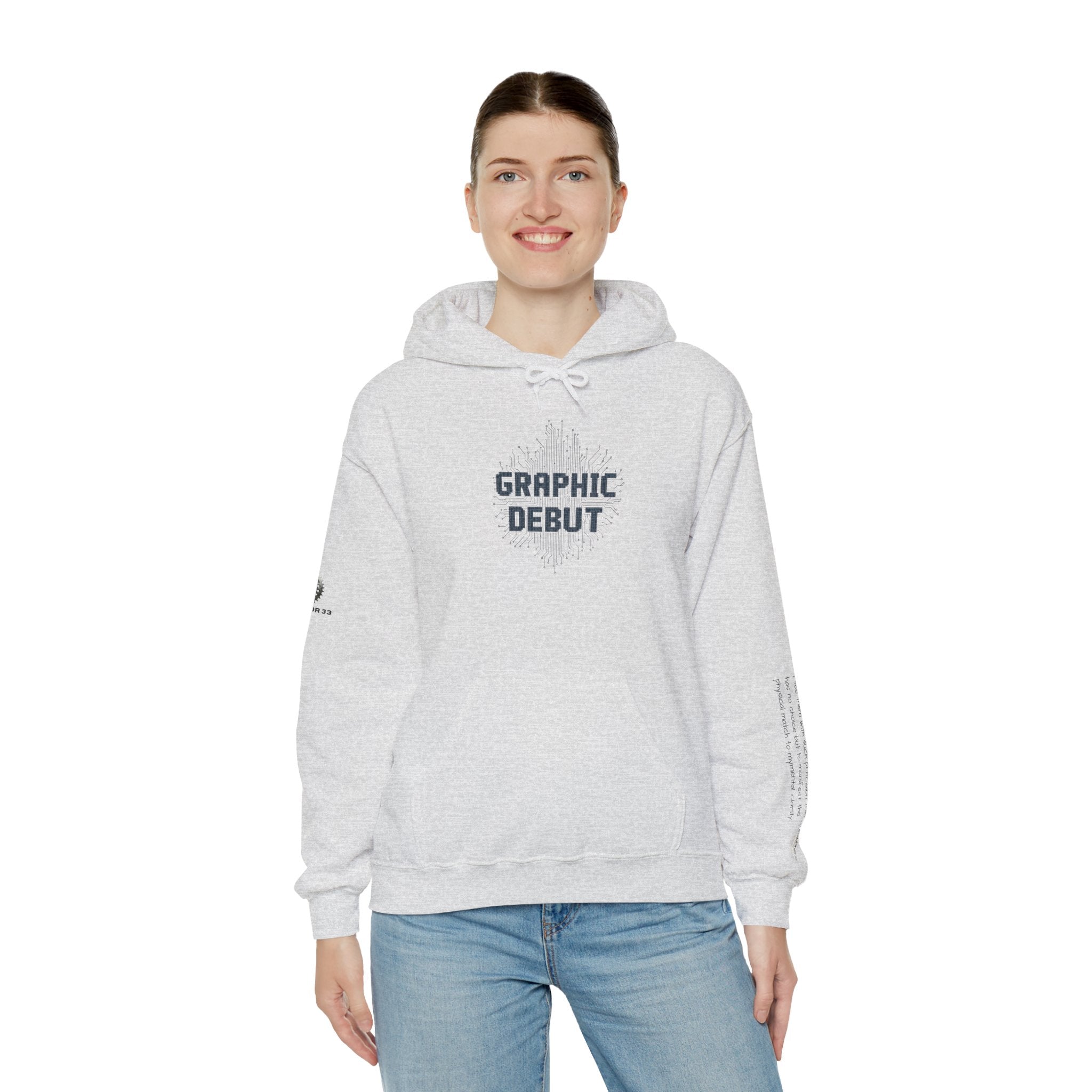 “Graphic Debut” Hoodie- Sleeve Printed Affirmation
