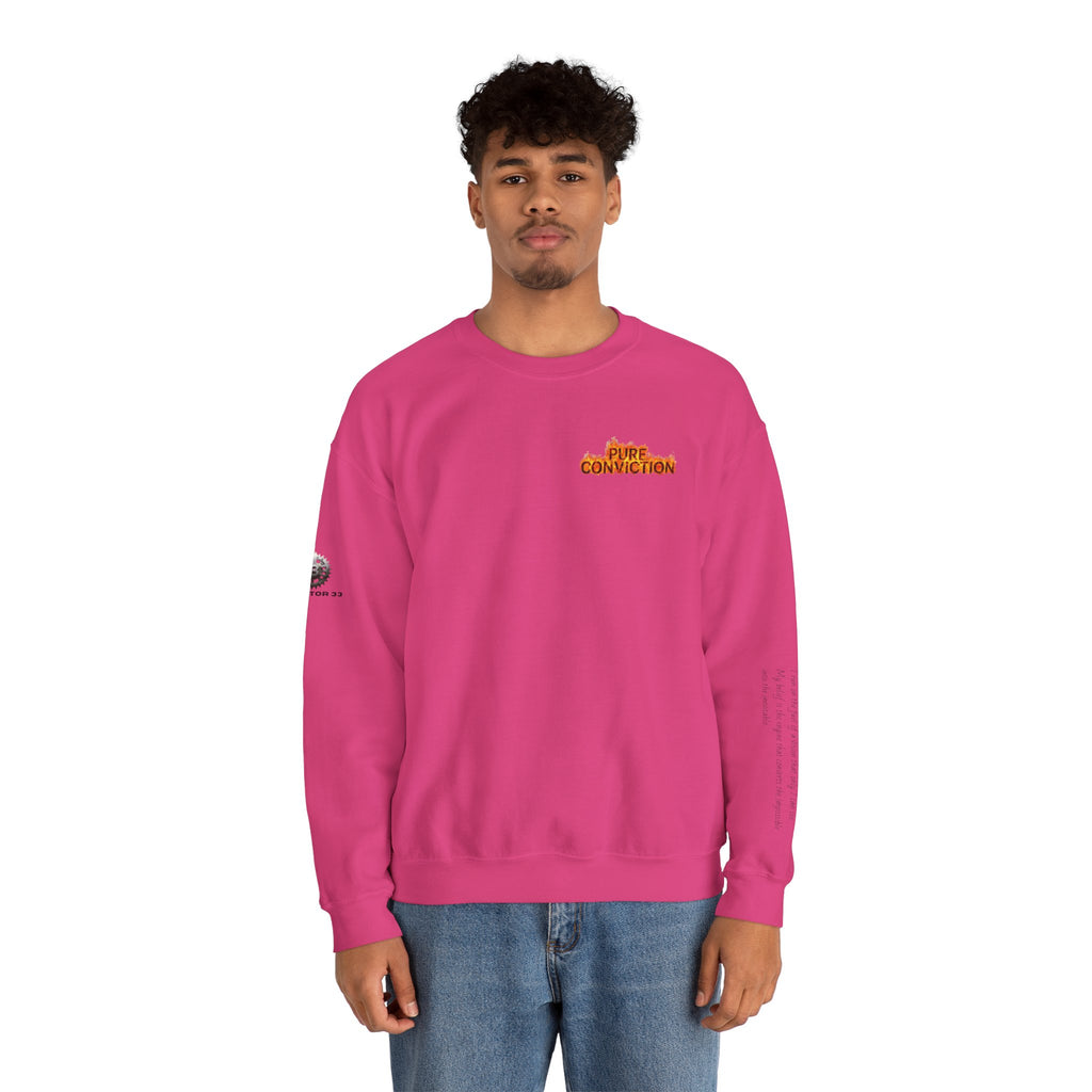 "Pure Conviction” Sweatshirt -Sleeve Print Affirmation