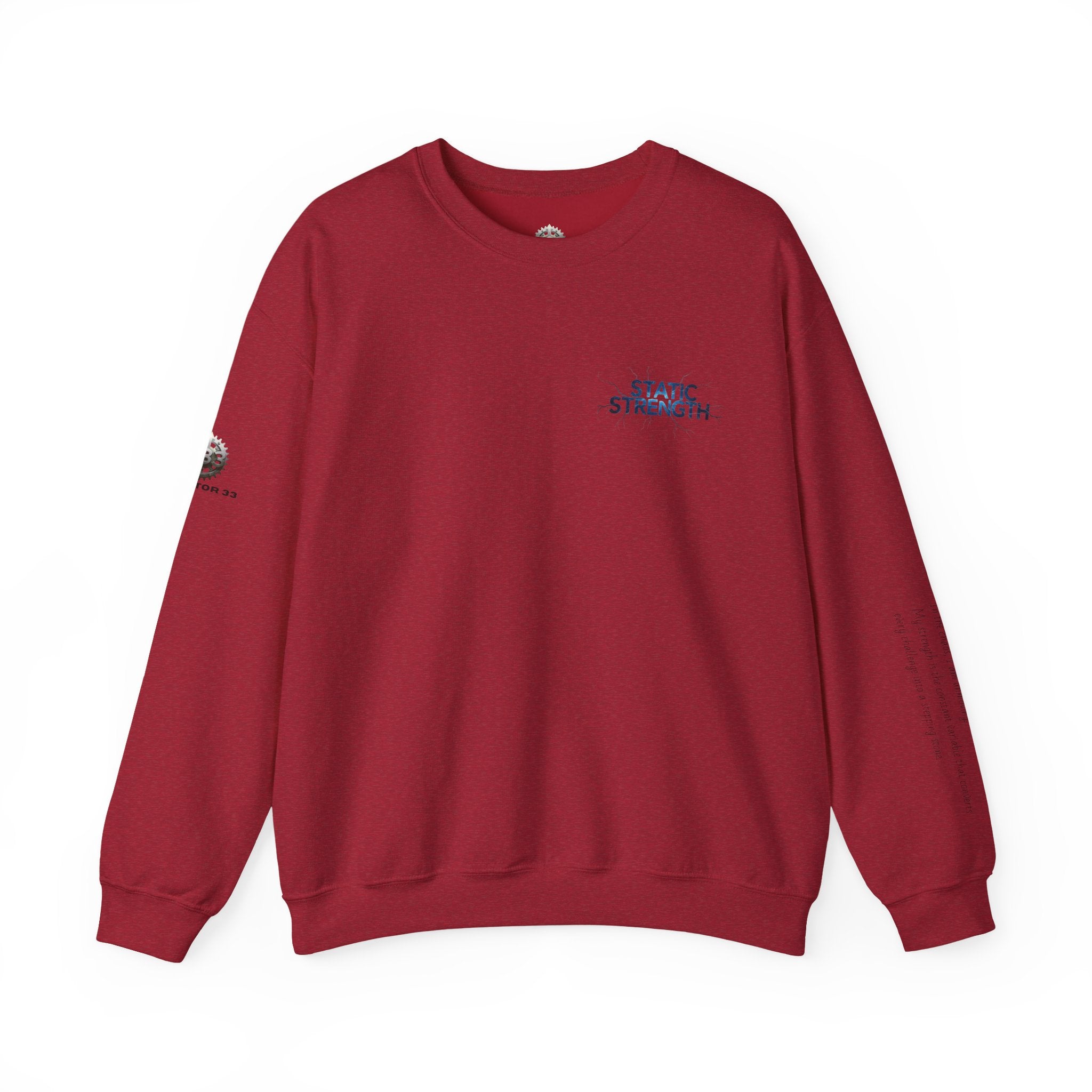 “Static Strength” Crewneck Sweatshirt- Sleeve Print Affirmation