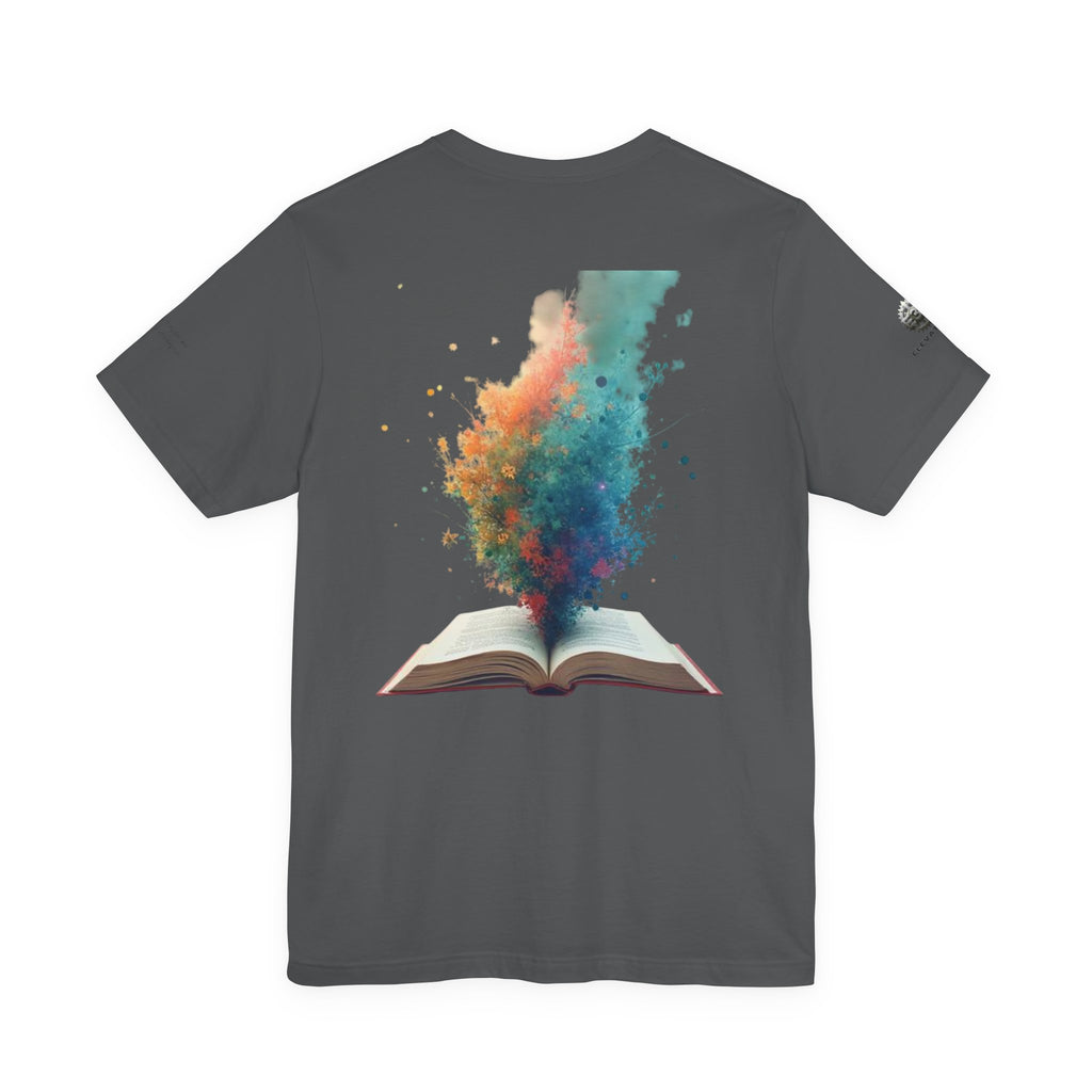 Next Chapter affirmation tee | Graphic open book back, inspirational sleeve text