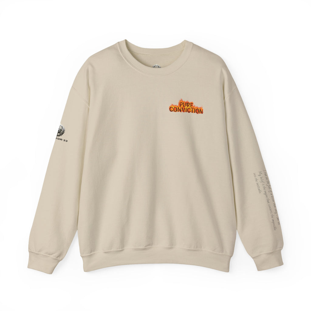 "Pure Conviction” Sweatshirt -Sleeve Print Affirmation