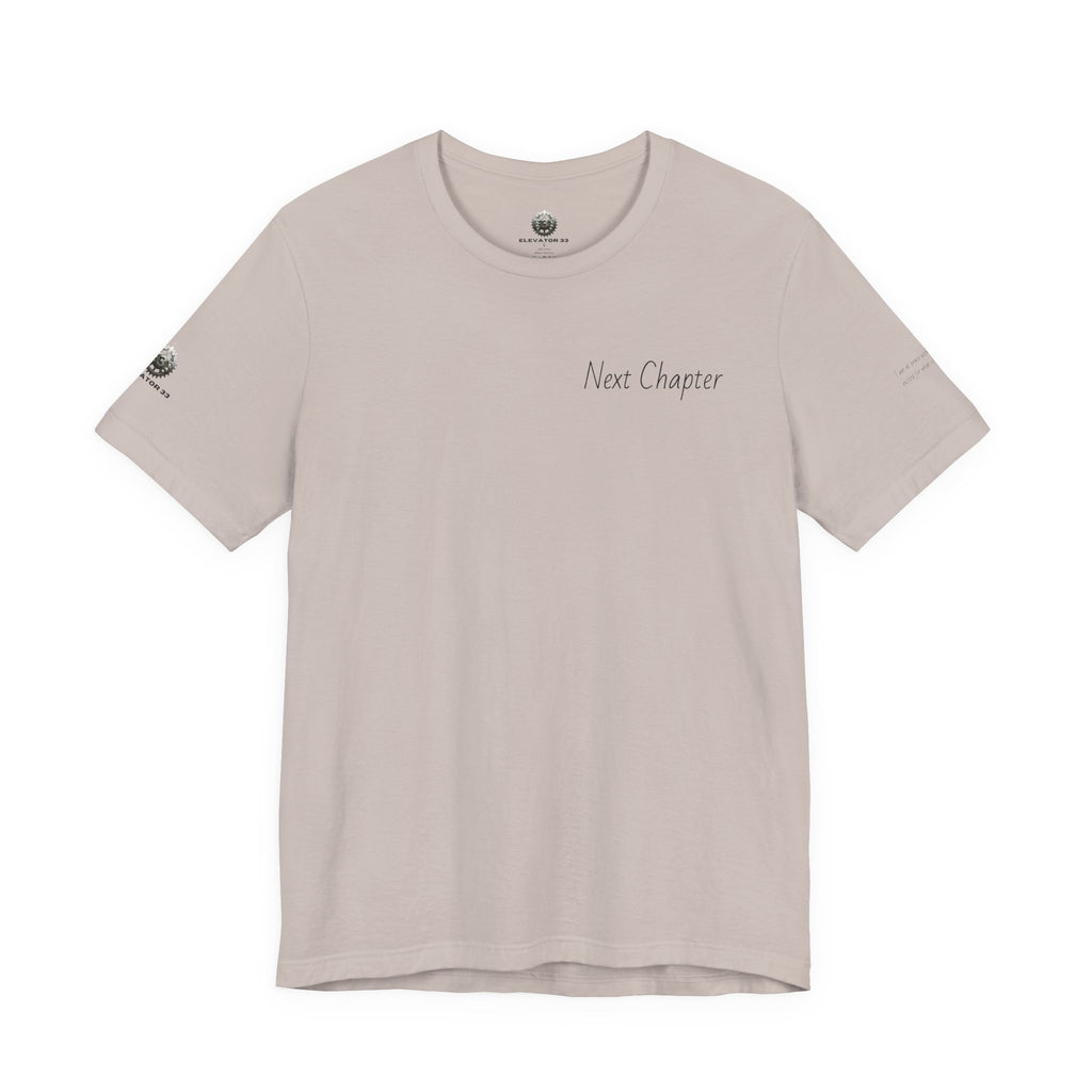 Next Chapter affirmation tee | Graphic open book back, inspirational sleeve text