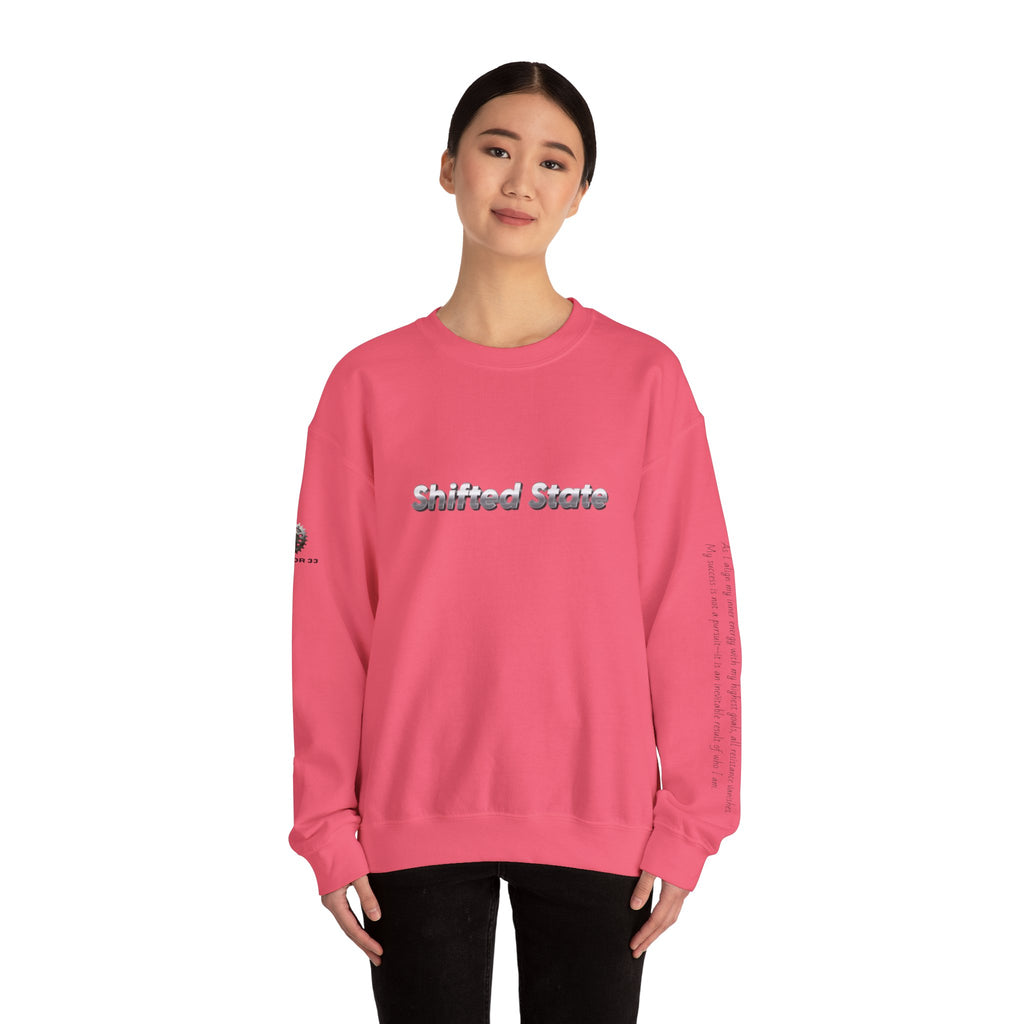“Shifted State” Crewneck Sweatshirt- Sleeve Print Affirmation