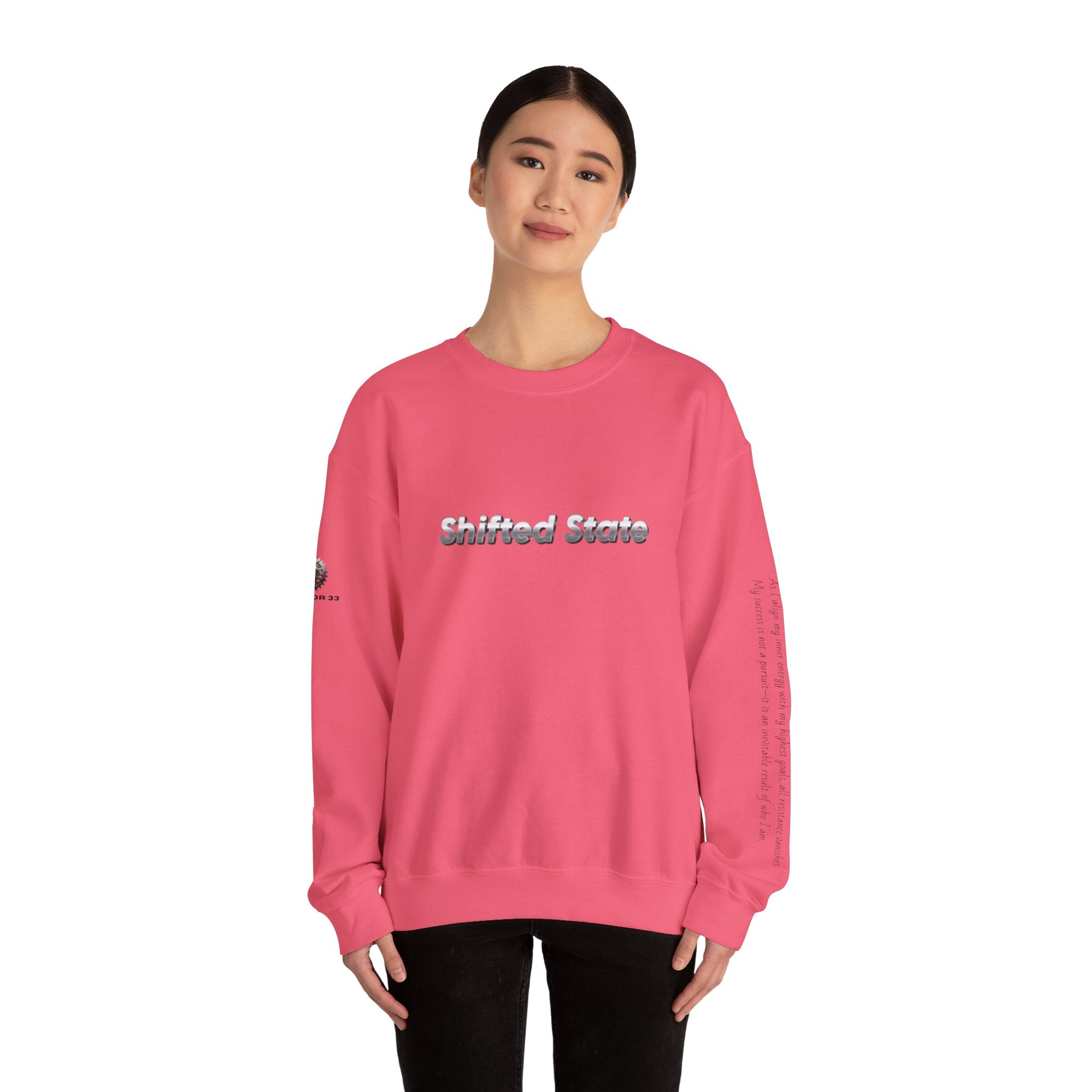“Shifted State” Crewneck Sweatshirt- Sleeve Print Affirmation