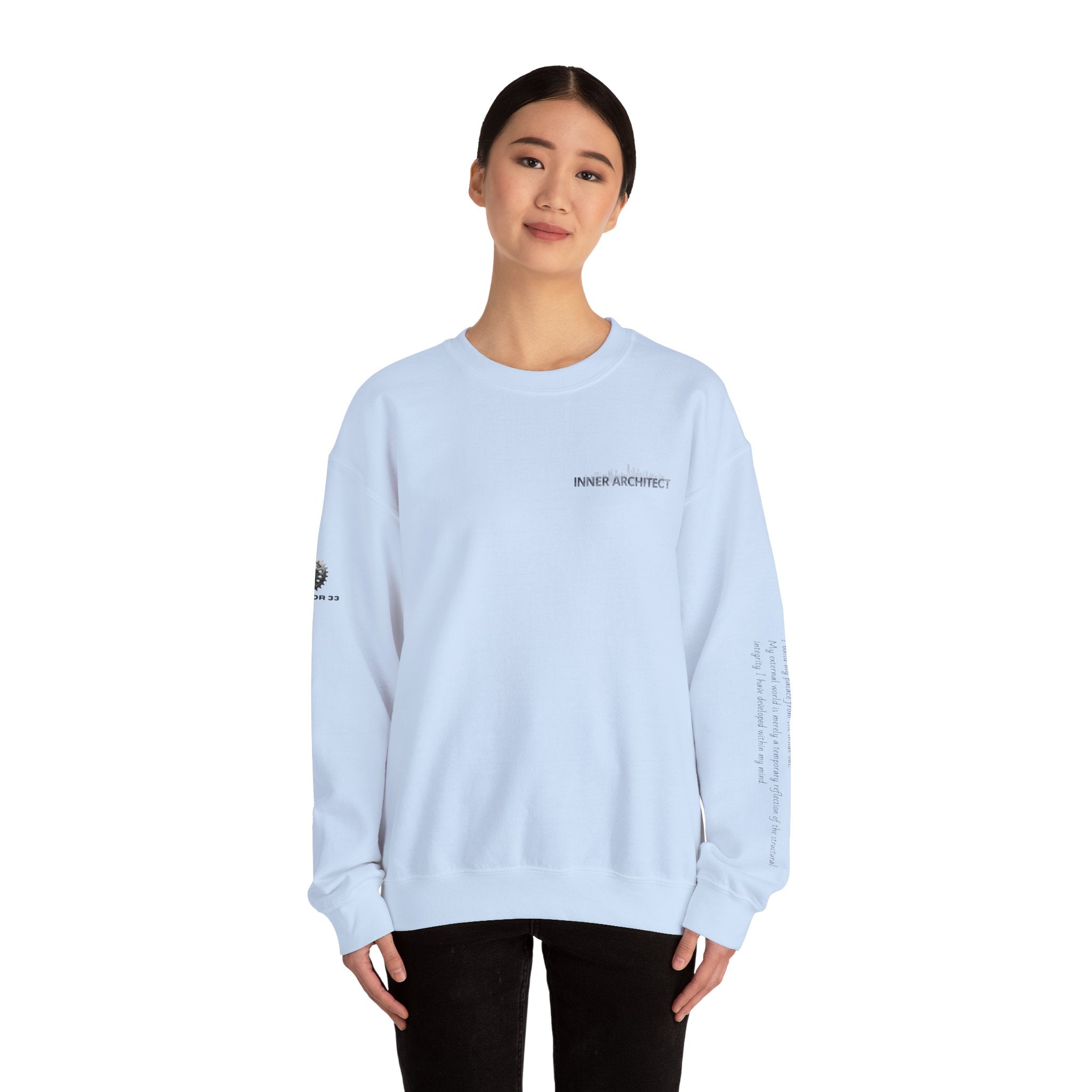 "Inner Architect" Crewneck Sweatshirt- Sleeve Printed Affirmation