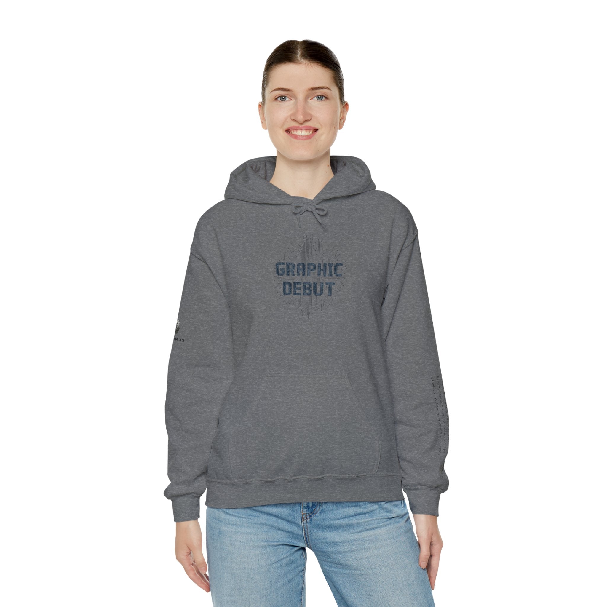 “Graphic Debut” Hoodie- Sleeve Printed Affirmation