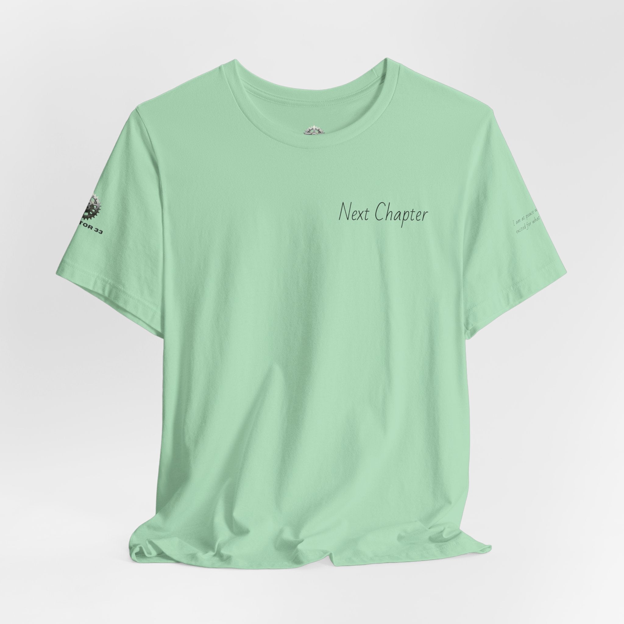Next Chapter affirmation tee | Graphic open book back, inspirational sleeve text