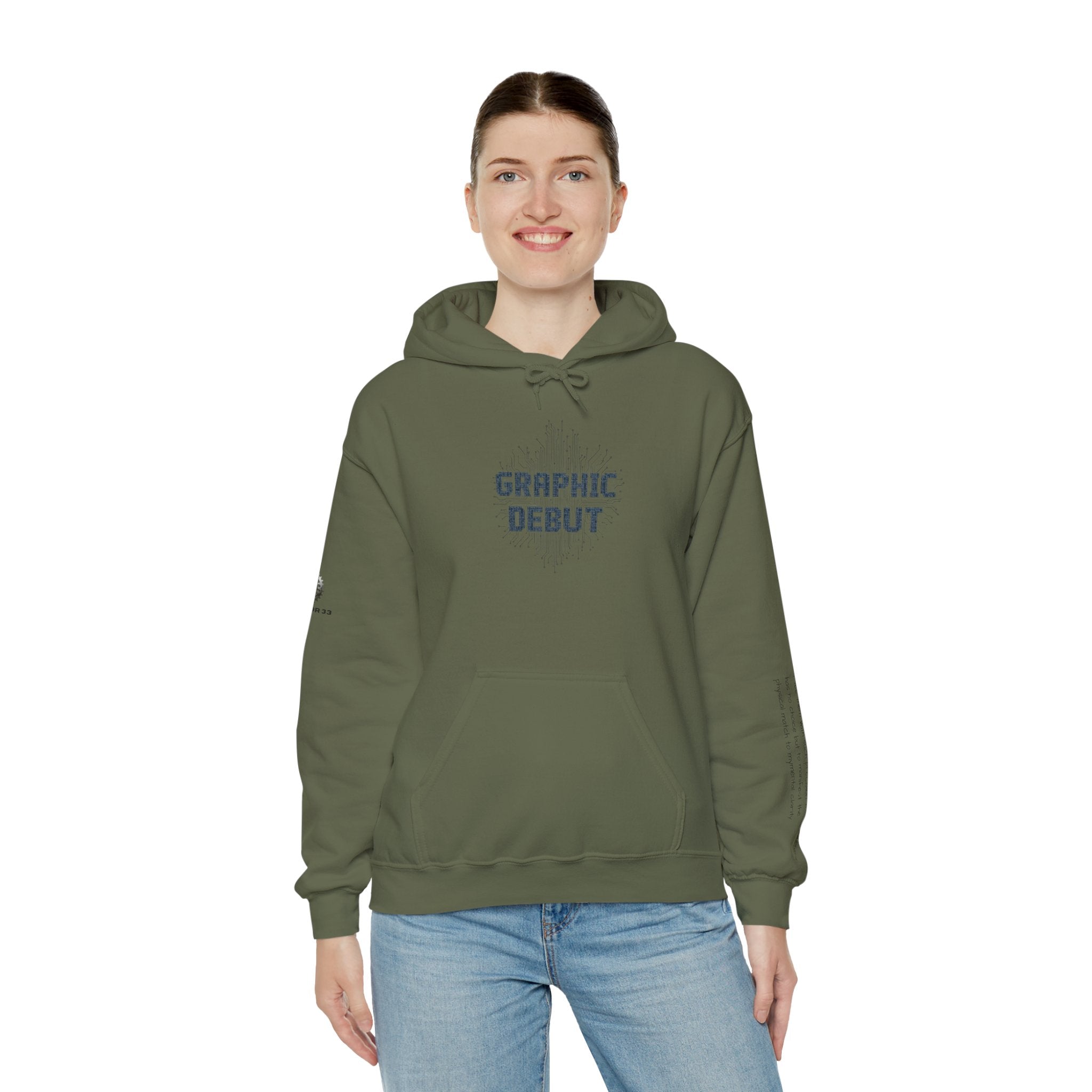 “Graphic Debut” Hoodie- Sleeve Printed Affirmation