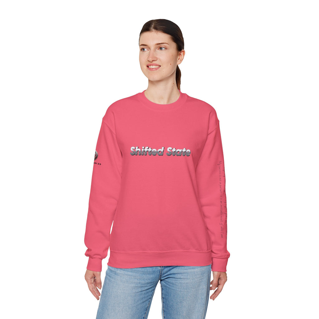 “Shifted State” Crewneck Sweatshirt- Sleeve Print Affirmation