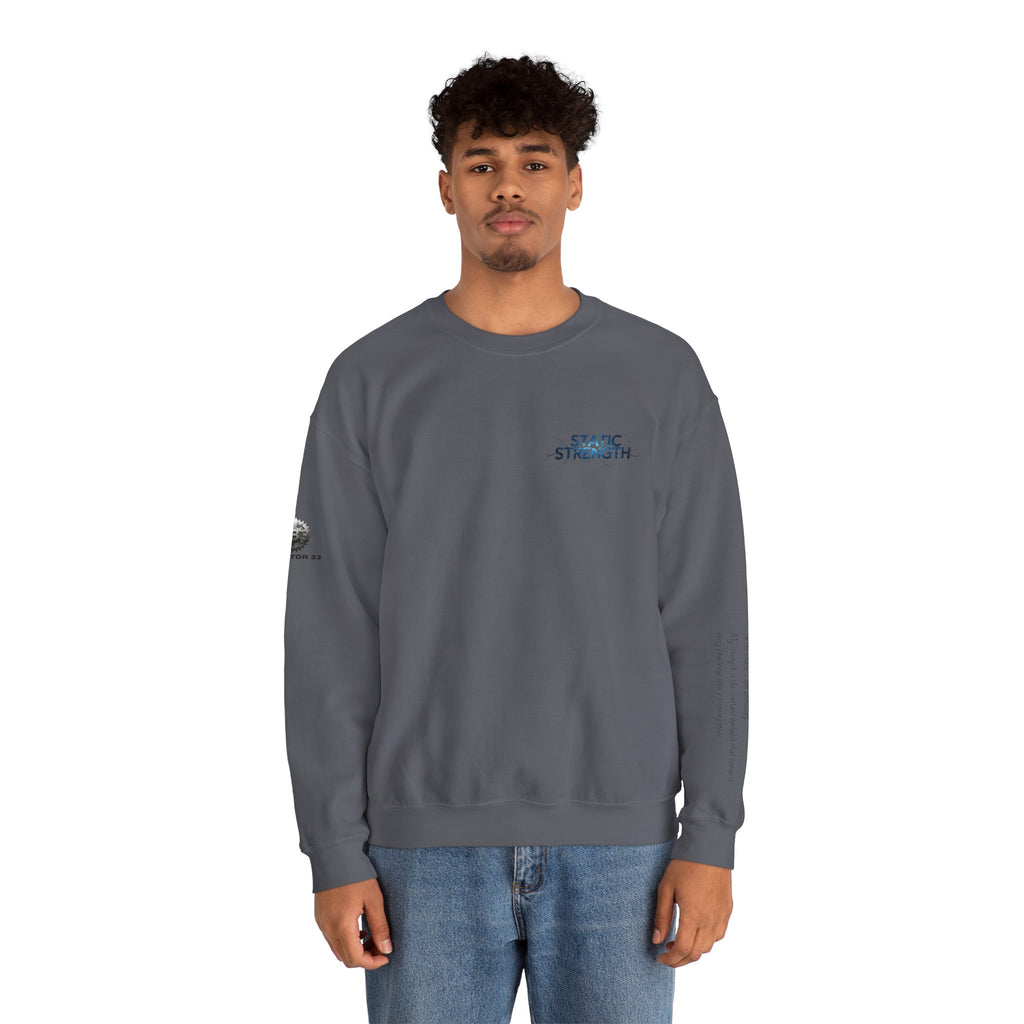 “Static Strength” Crewneck Sweatshirt- Sleeve Print Affirmation