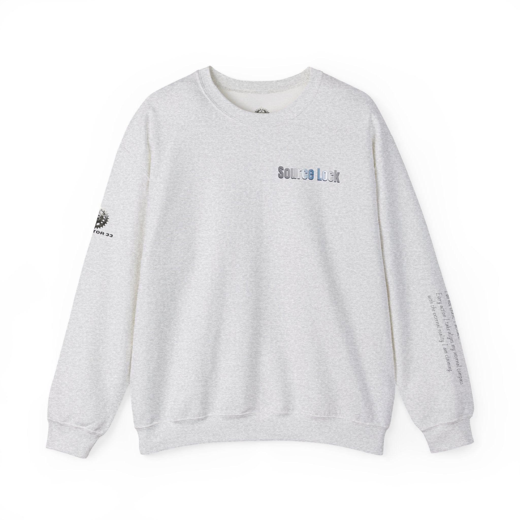 “Source Lock” Crewneck Sweatshirt- Sleeve Print Affirmation