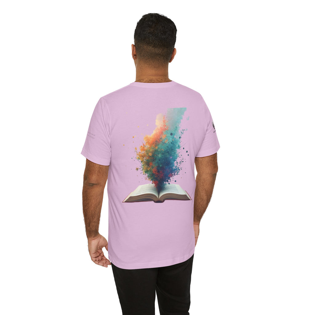 Next Chapter affirmation tee | Graphic open book back, inspirational sleeve text