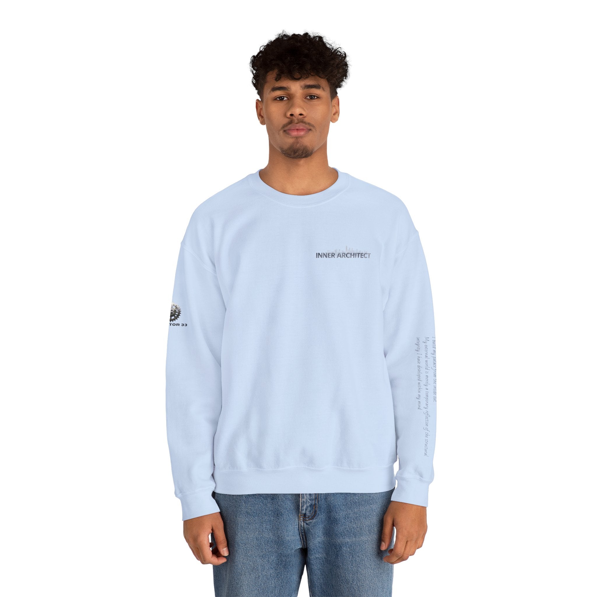 "Inner Architect" Crewneck Sweatshirt- Sleeve Printed Affirmation