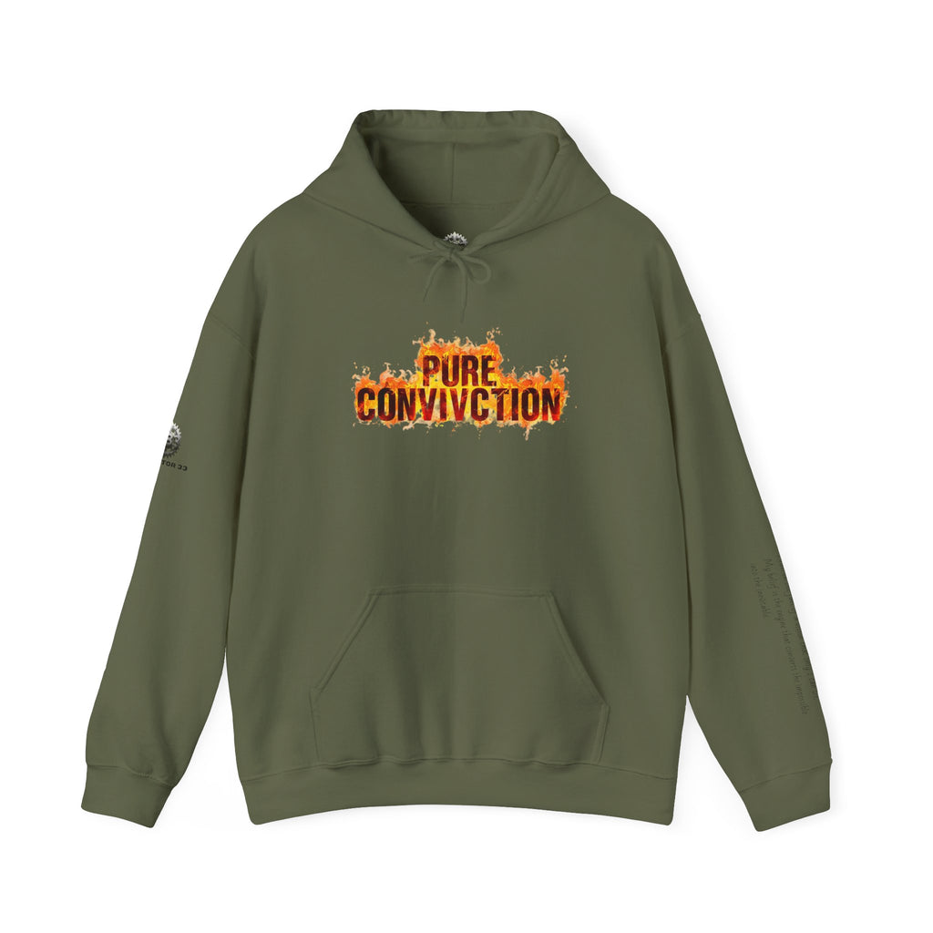 "Pure Conviction" Hoodie  - Sleeve Print Affirmation