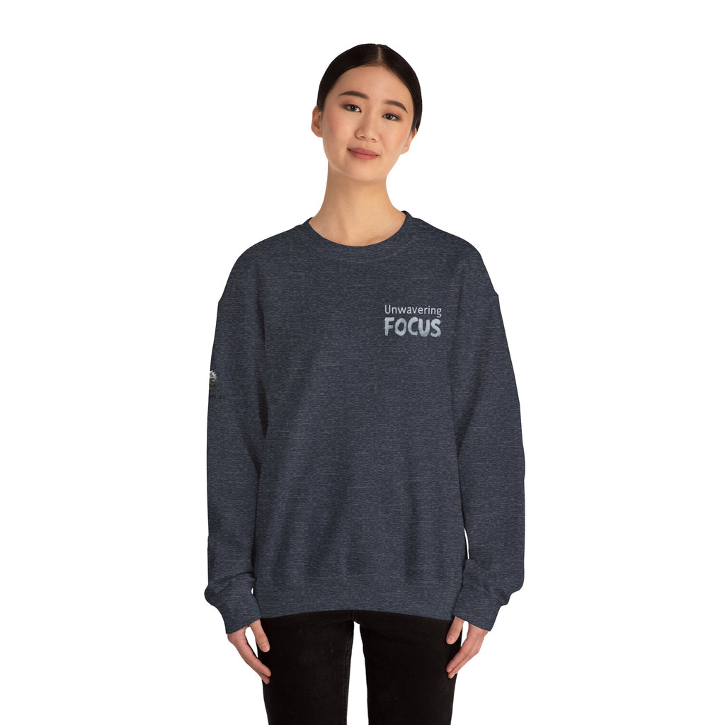 “Unwavering Focus” Crewneck Sweatshirt- Sleeve Print Affirmation