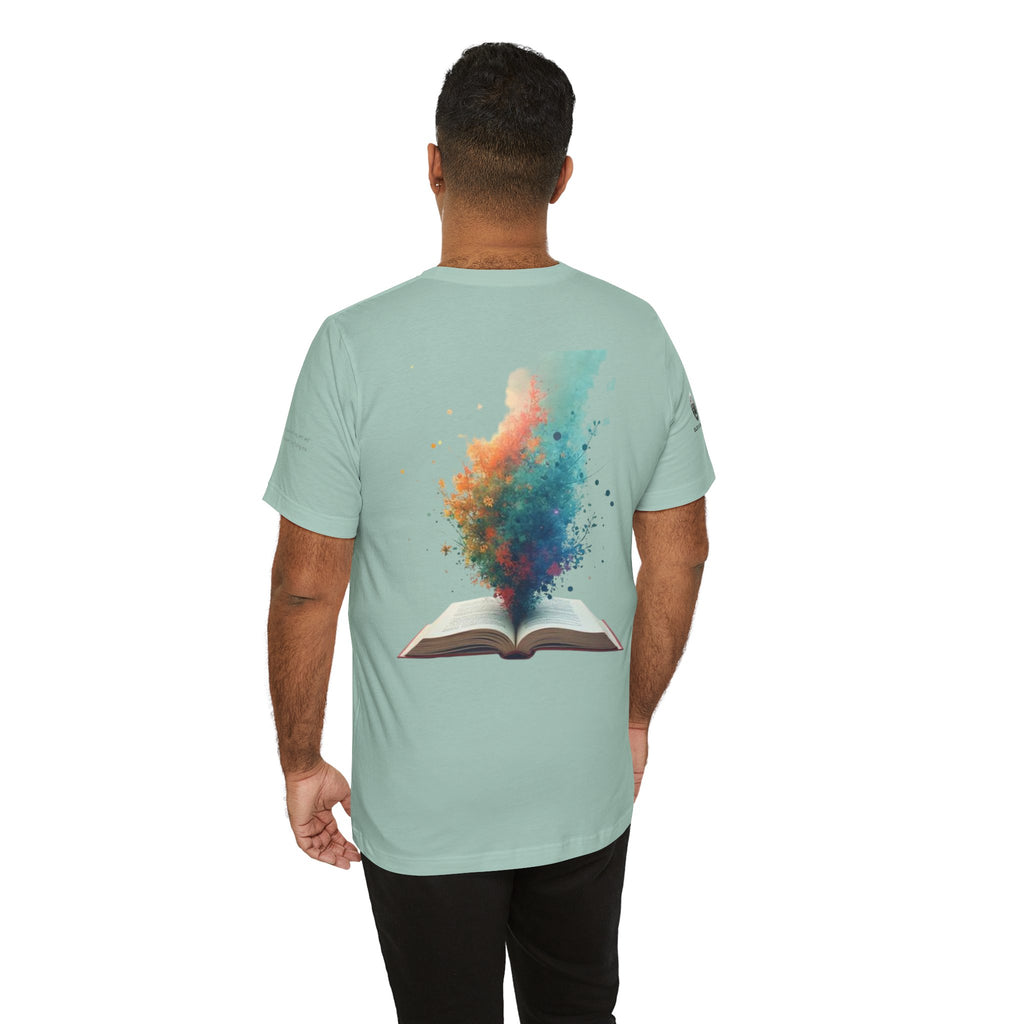 Next Chapter affirmation tee | Graphic open book back, inspirational sleeve text