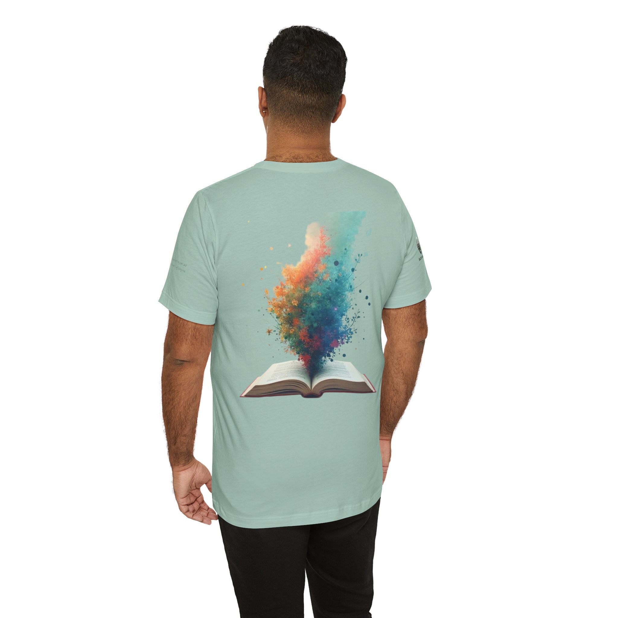 Next Chapter affirmation tee | Graphic open book back, inspirational sleeve text