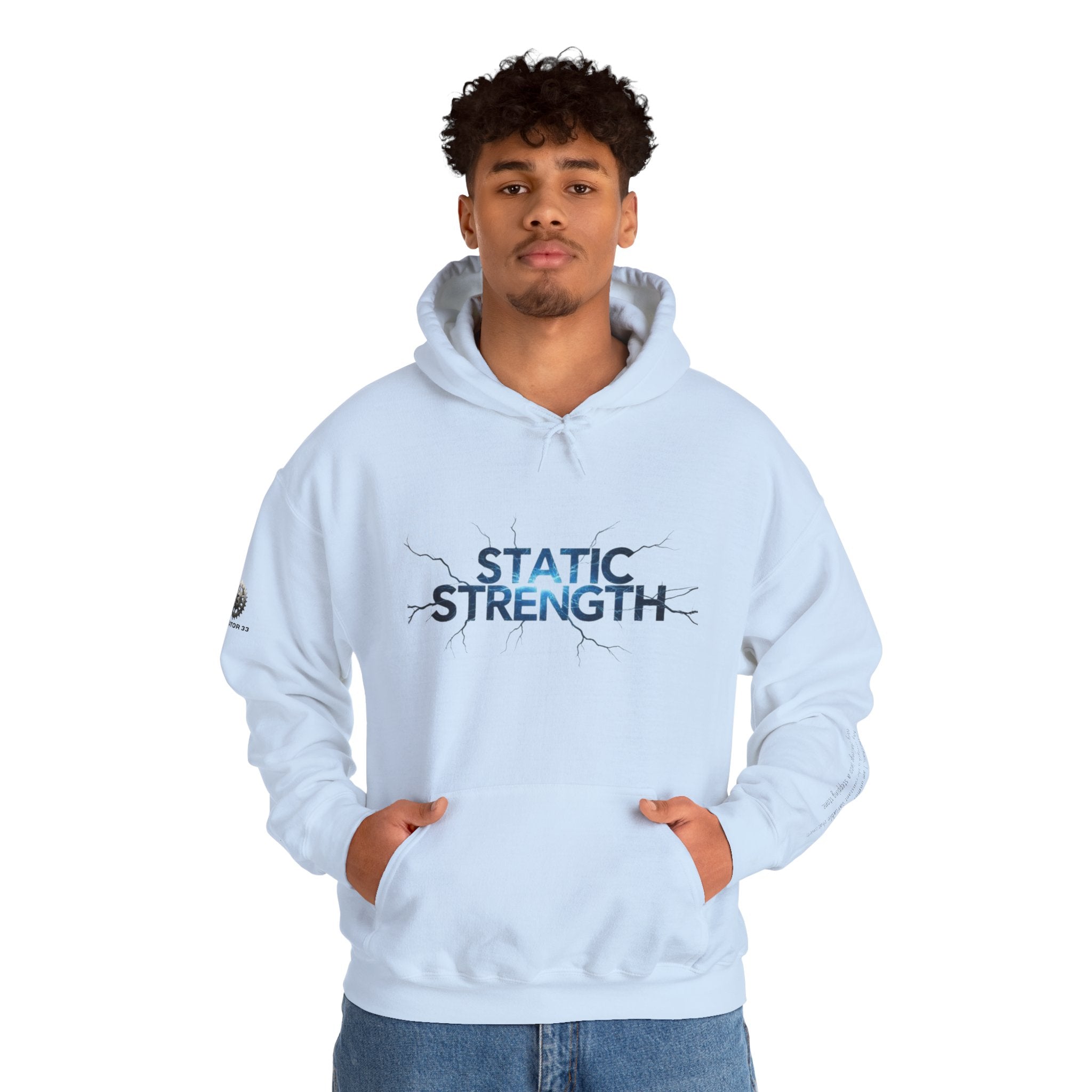 “Static Strength” Hoodie Sweatshirt- Sleeve Print Affirmation
