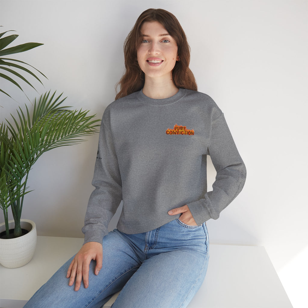 "Pure Conviction” Sweatshirt -Sleeve Print Affirmation