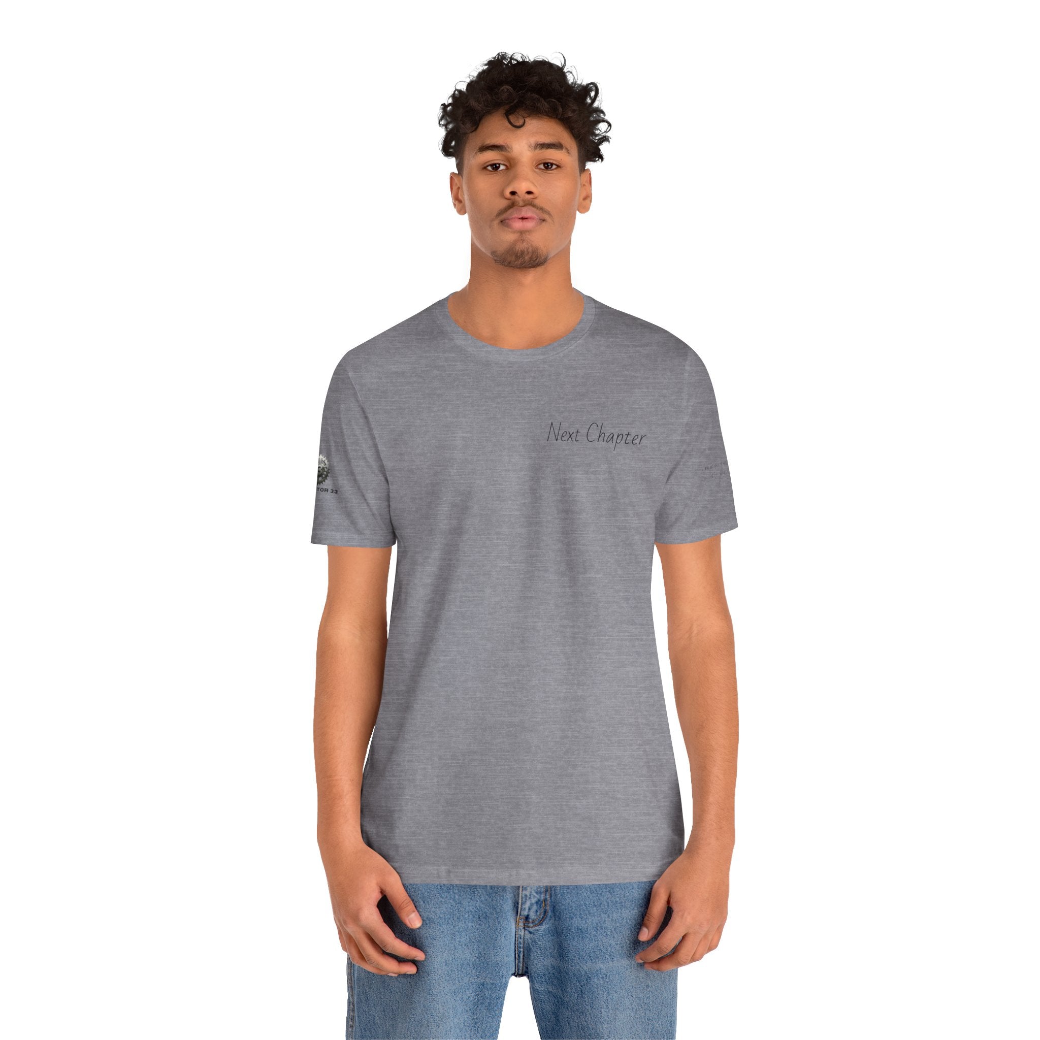 Next Chapter affirmation tee | Graphic open book back, inspirational sleeve text
