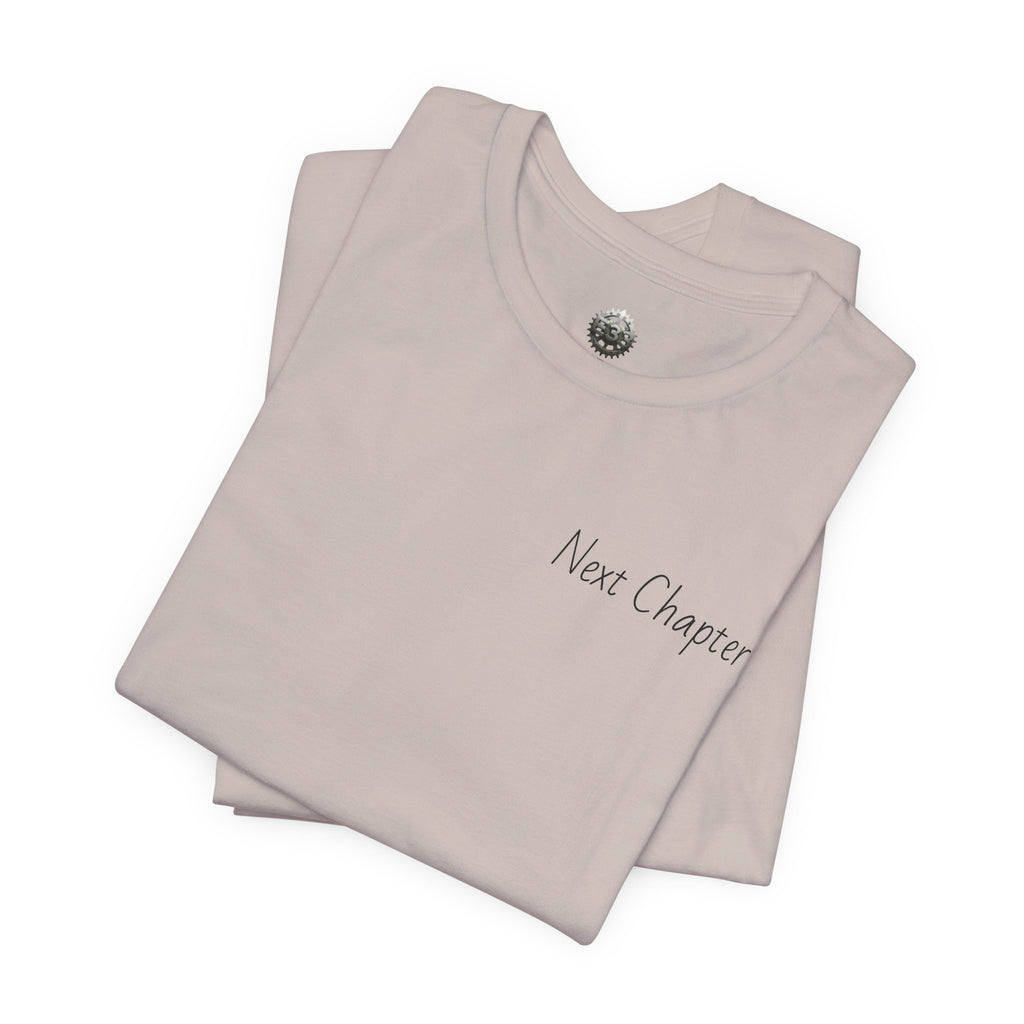 Next Chapter affirmation tee | Graphic open book back, inspirational sleeve text
