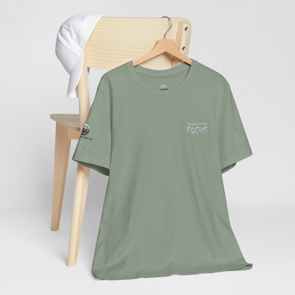 Unwavering Focus Tee — Affirmation Sleeve Graphic T-Shirt