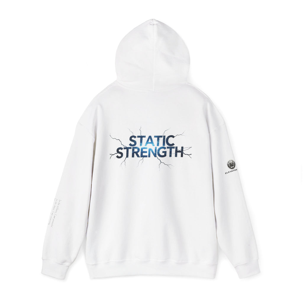“Static Strength” Hoodie Sweatshirt- Sleeve Print Affirmation