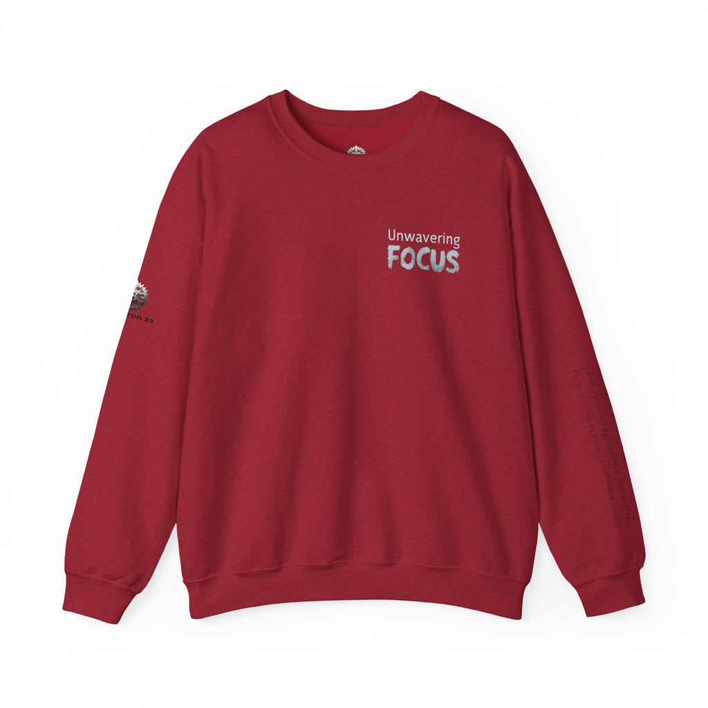 “Unwavering Focus” Crewneck Sweatshirt- Sleeve Print Affirmation