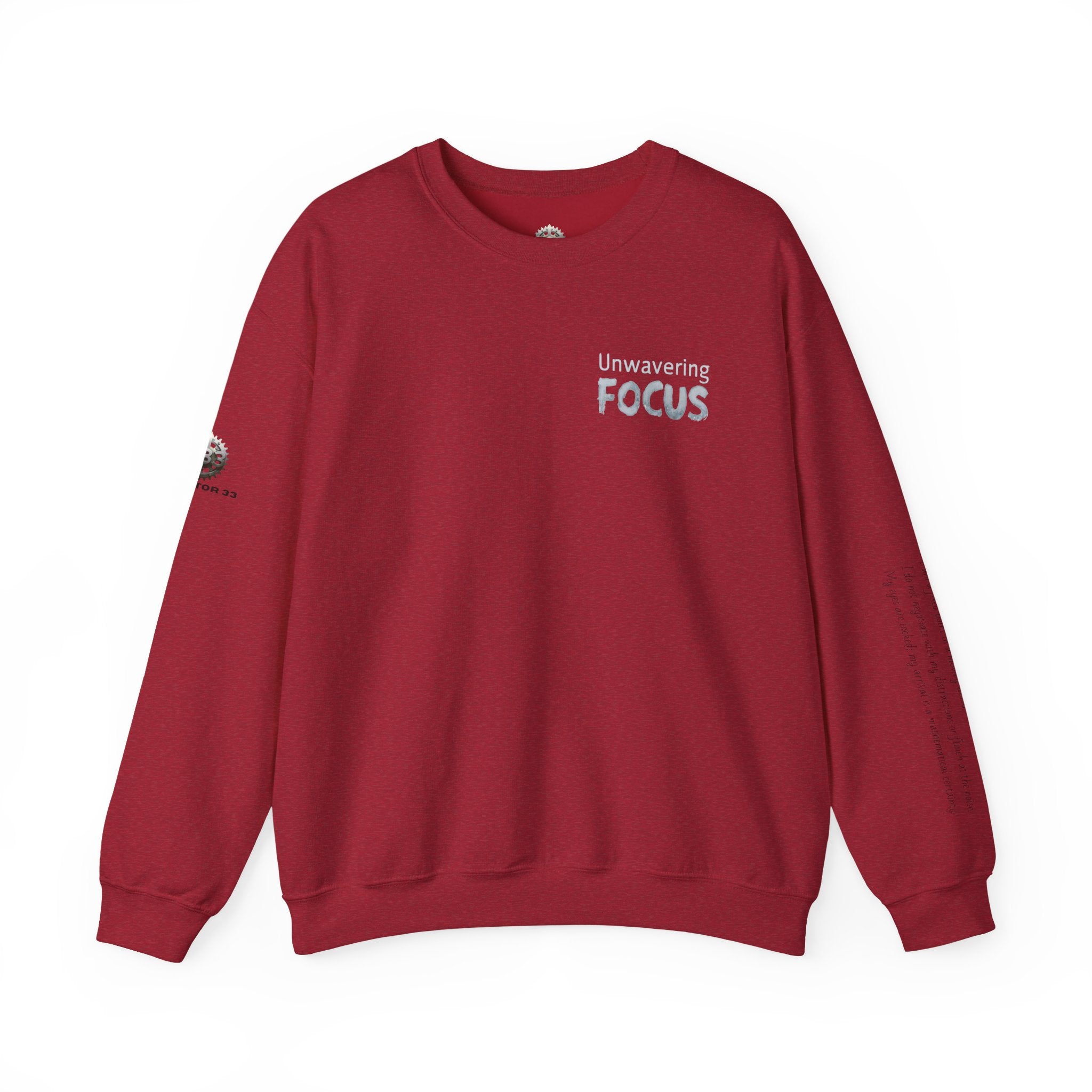 “Unwavering Focus” Crewneck Sweatshirt- Sleeve Print Affirmation