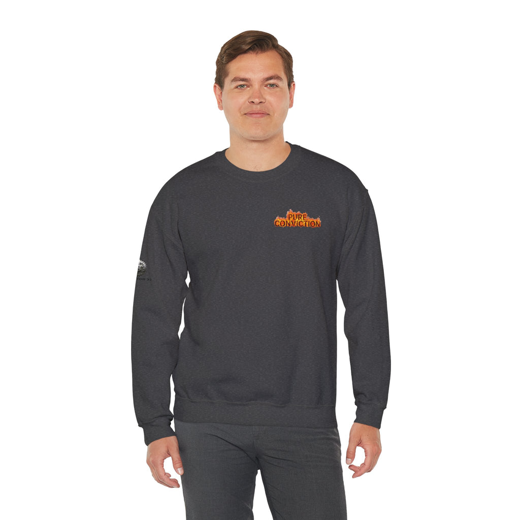 "Pure Conviction” Sweatshirt -Sleeve Print Affirmation