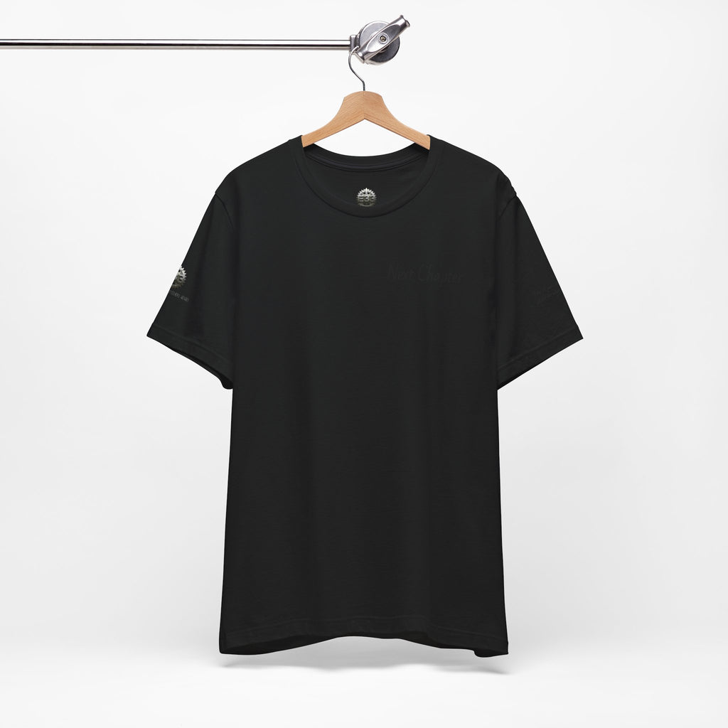 Next Chapter affirmation tee | Graphic open book back, inspirational sleeve text