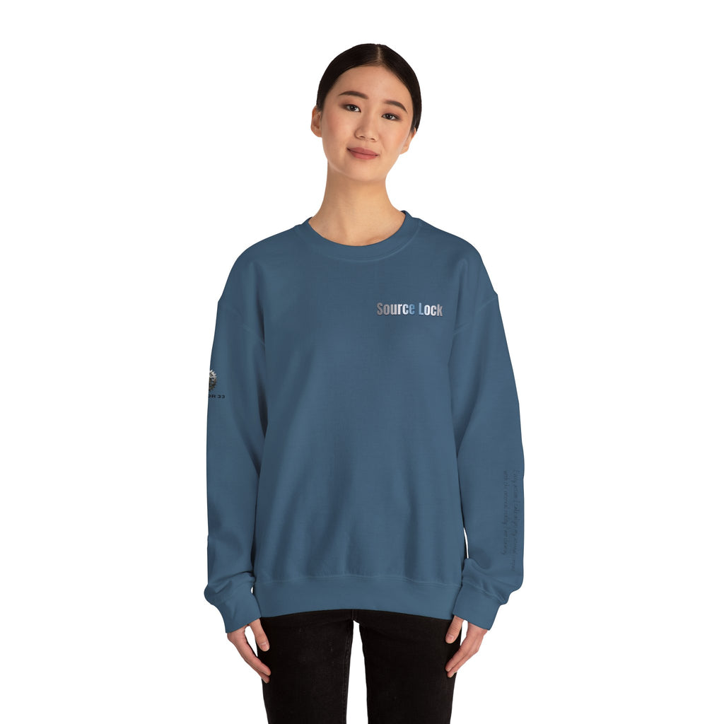 “Source Lock” Crewneck Sweatshirt- Sleeve Print Affirmation