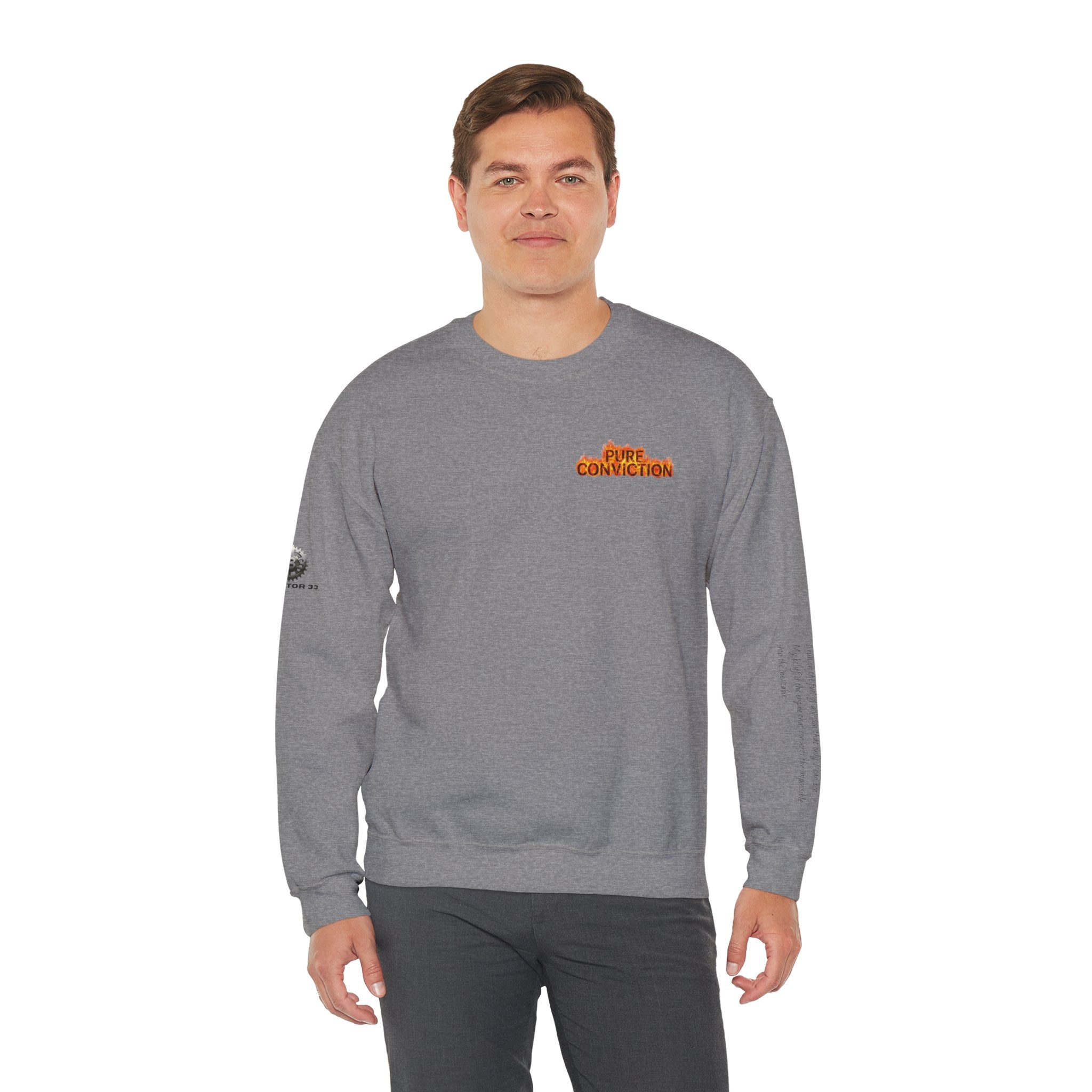 "Pure Conviction” Sweatshirt -Sleeve Print Affirmation