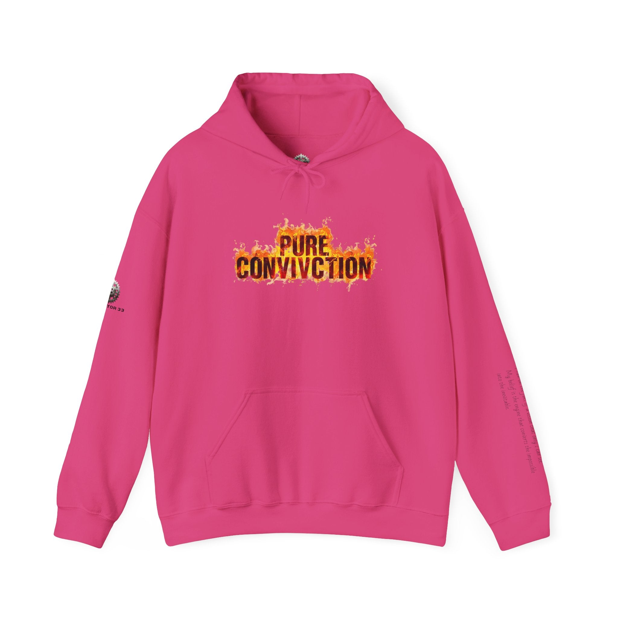 "Pure Conviction" Hoodie  - Sleeve Print Affirmation