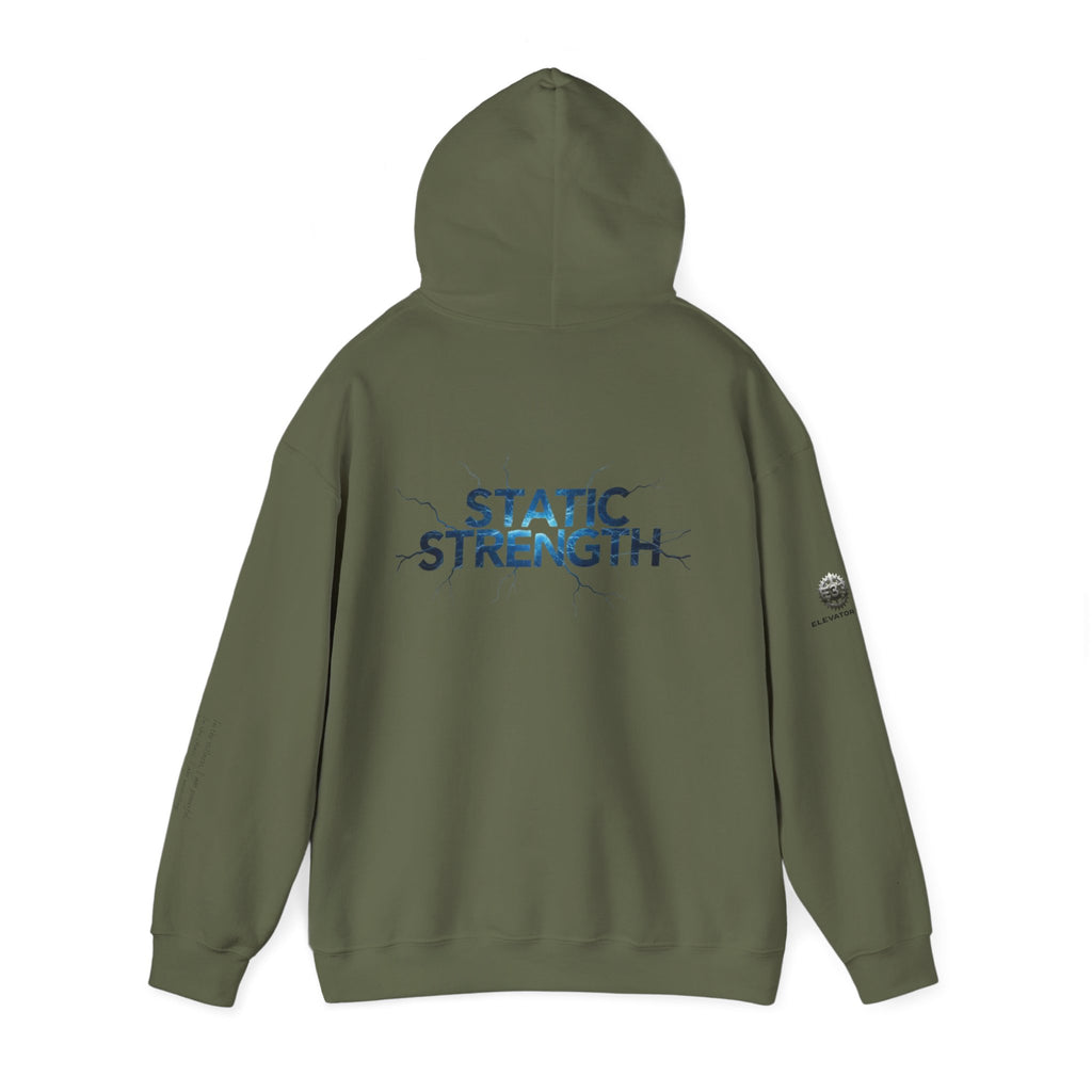 “Static Strength” Hoodie Sweatshirt- Sleeve Print Affirmation