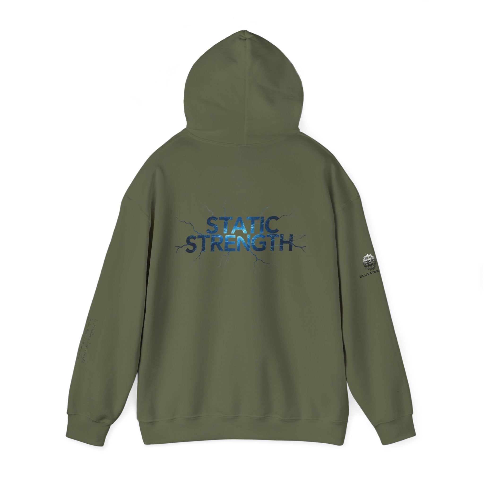 “Static Strength” Hoodie Sweatshirt- Sleeve Print Affirmation