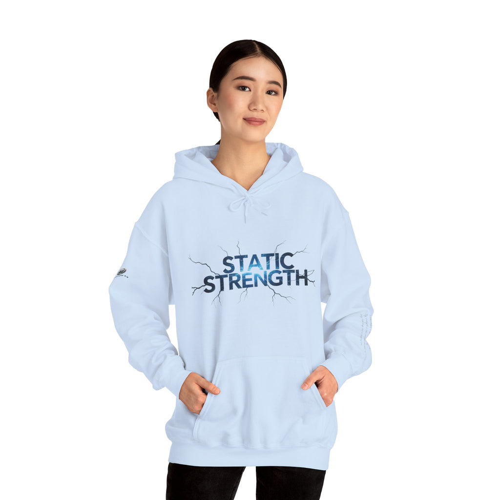 “Static Strength” Hoodie Sweatshirt- Sleeve Print Affirmation