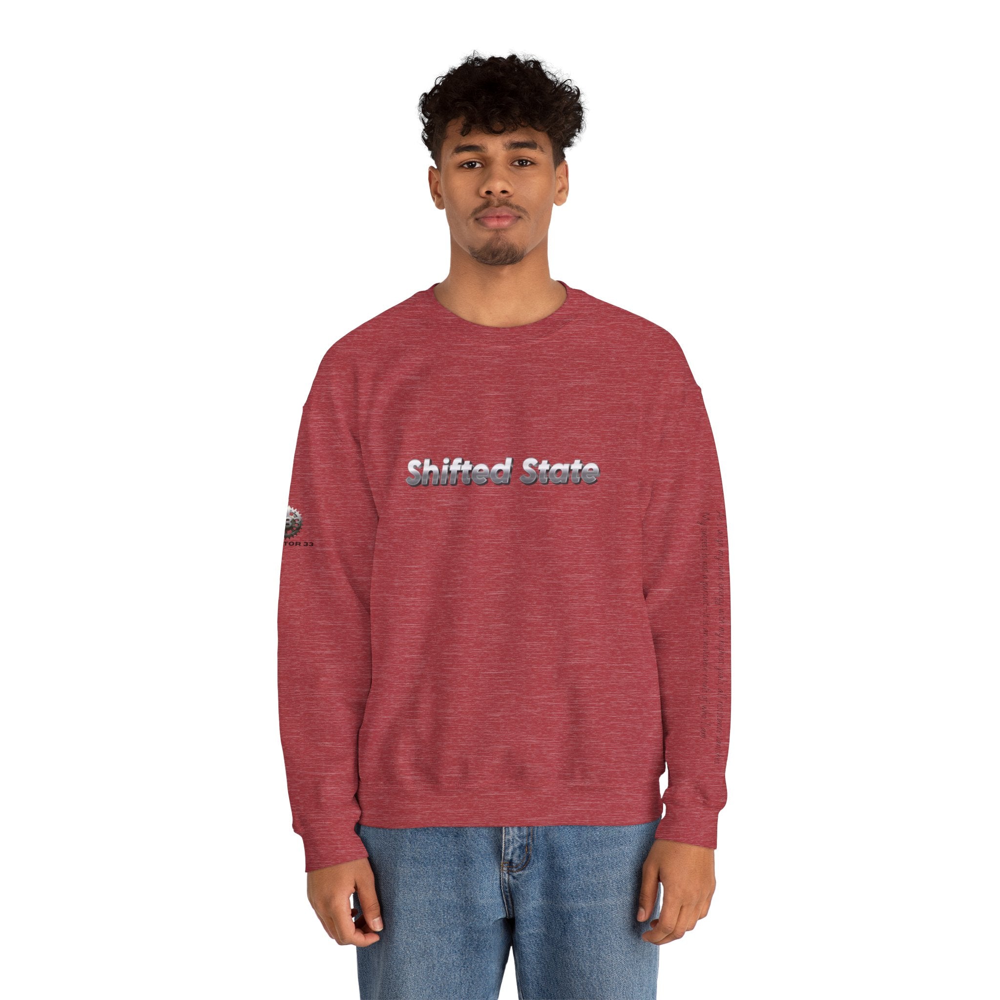 “Shifted State” Crewneck Sweatshirt- Sleeve Print Affirmation
