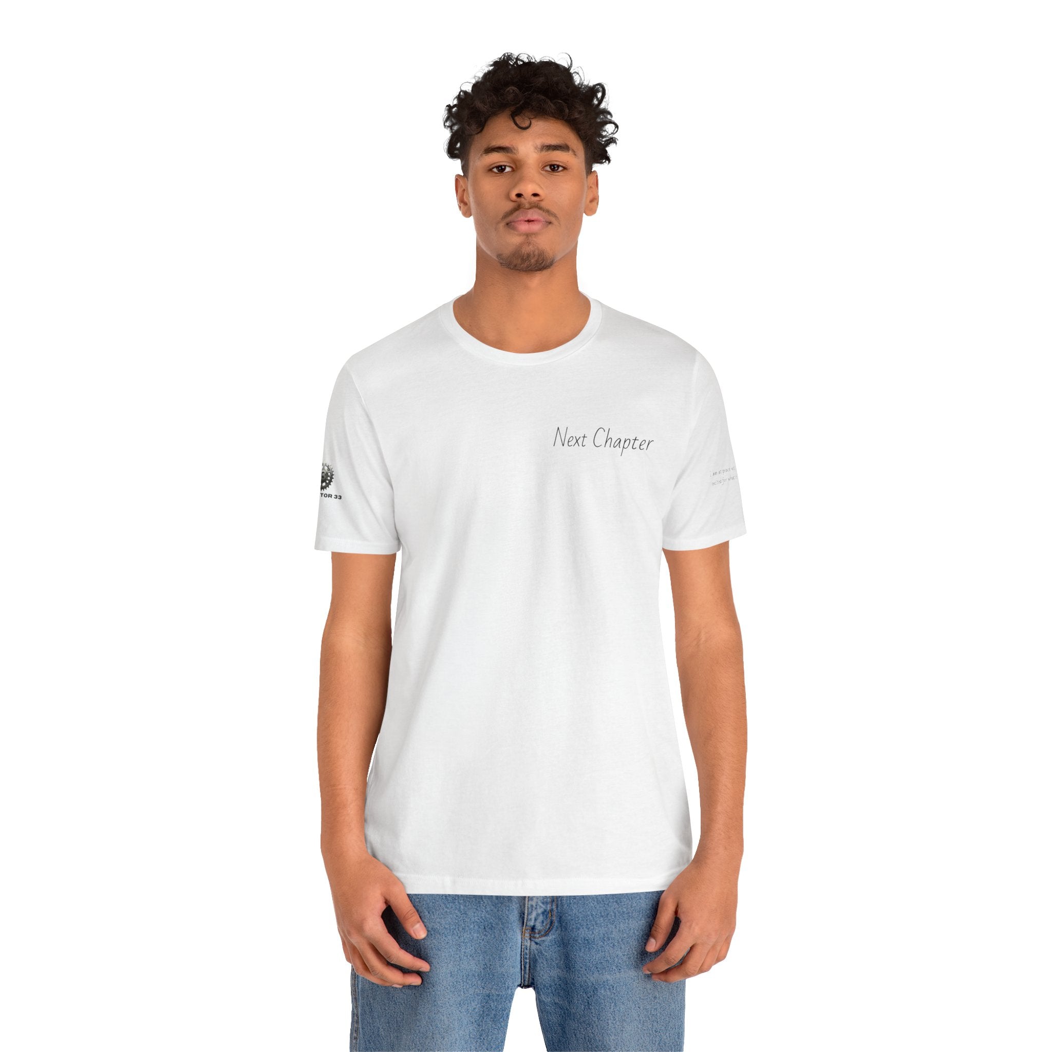 Next Chapter affirmation tee | Graphic open book back, inspirational sleeve text