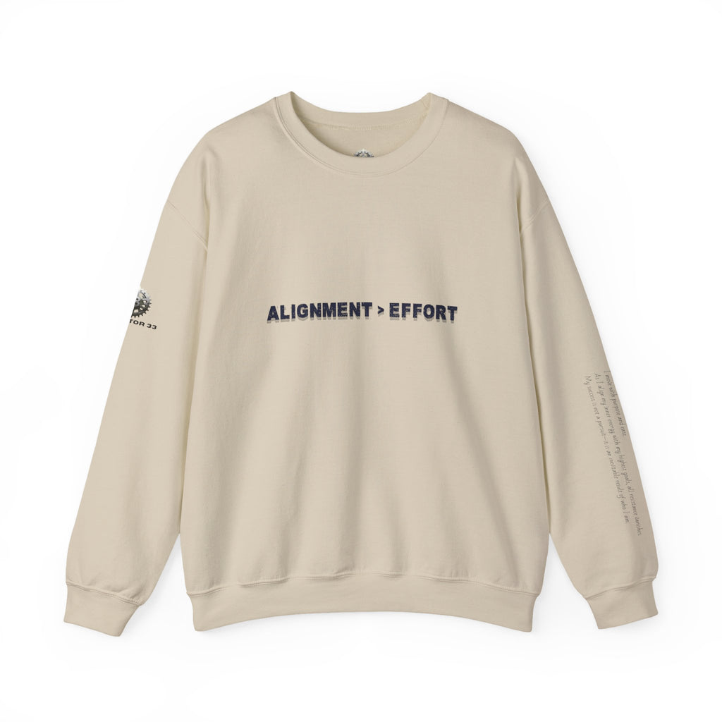 “Alignment > Effort” Crewneck Sweatshirt- Sleeve Print Affirmation